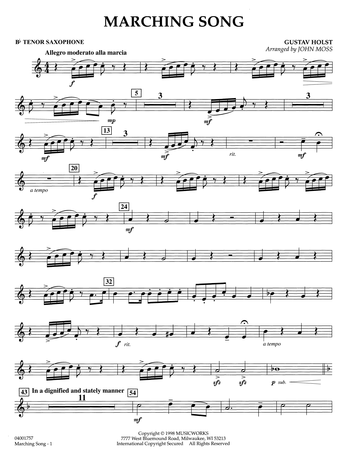 Marching Song - Bb Tenor Saxophone