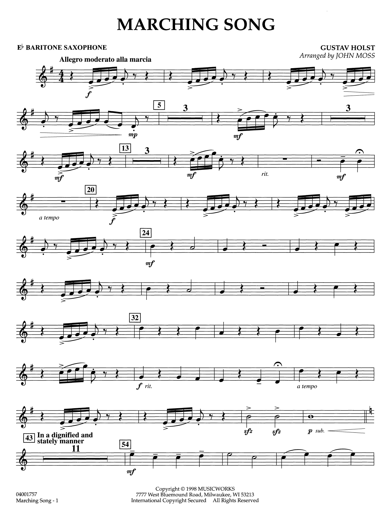 Marching Song - Eb Baritone Saxophone