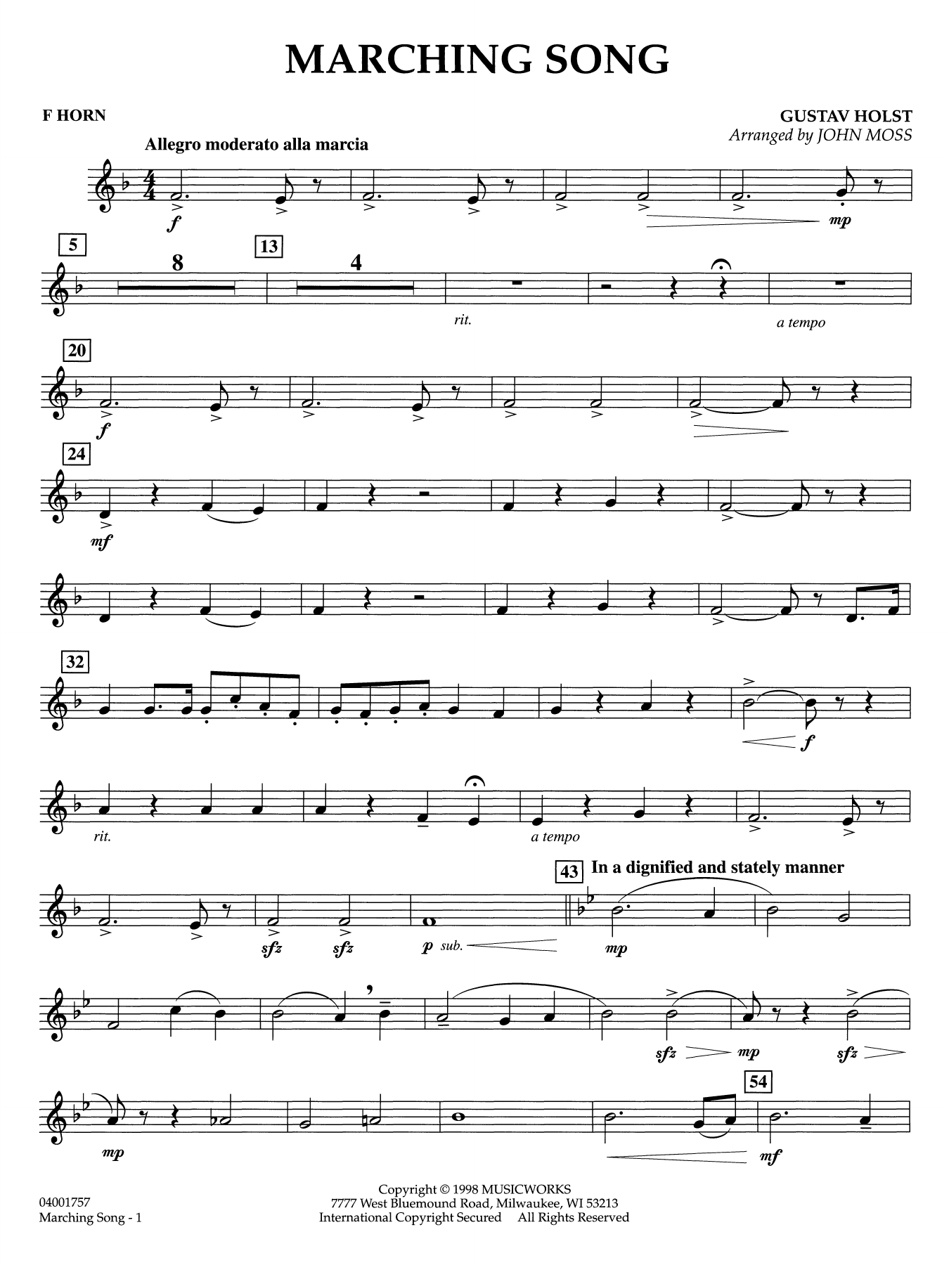 Marching Song - F Horn