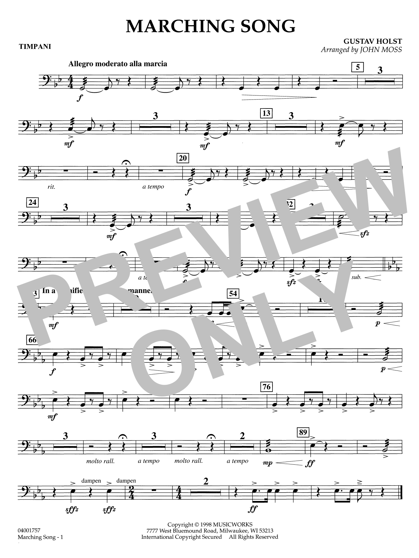 Marching Song - Timpani