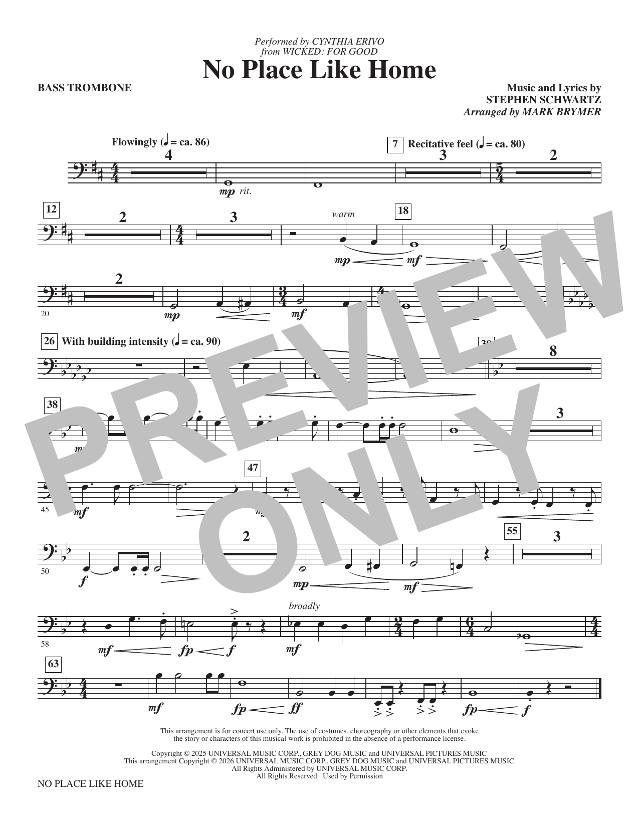 No Place Like Home - Bass Trombone