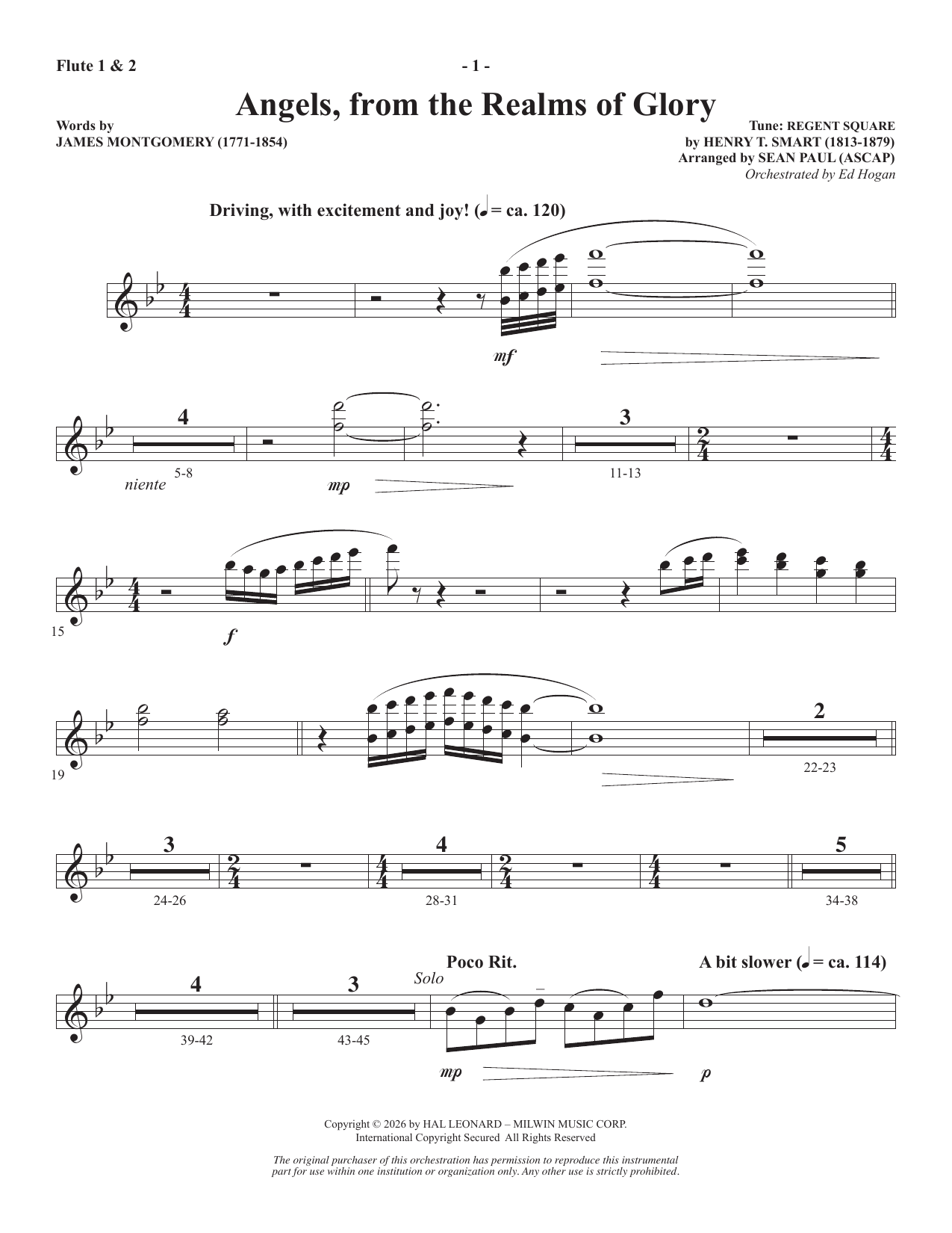 Angels From The Realms Of Glory - Flute 1 & 2