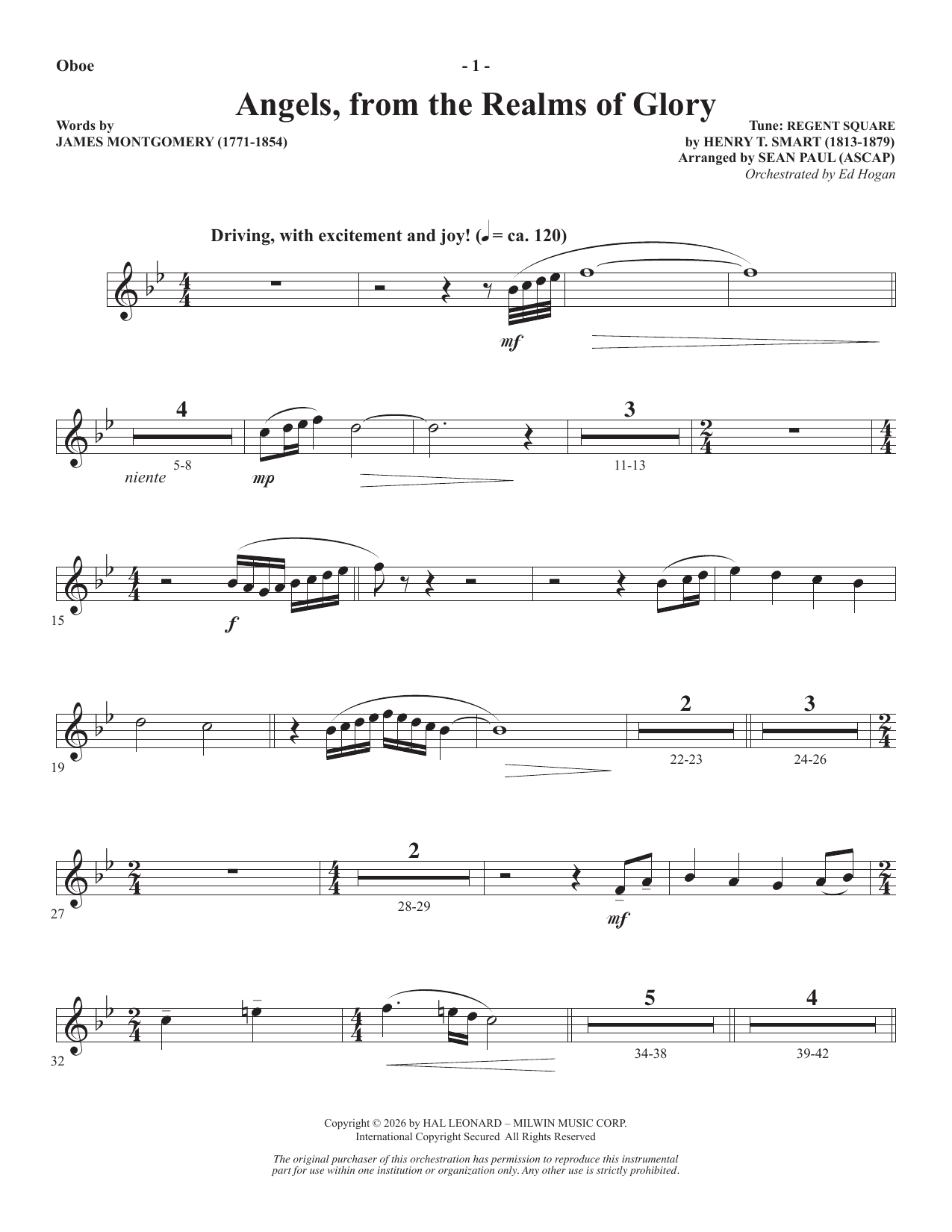 Angels From The Realms Of Glory - Oboe