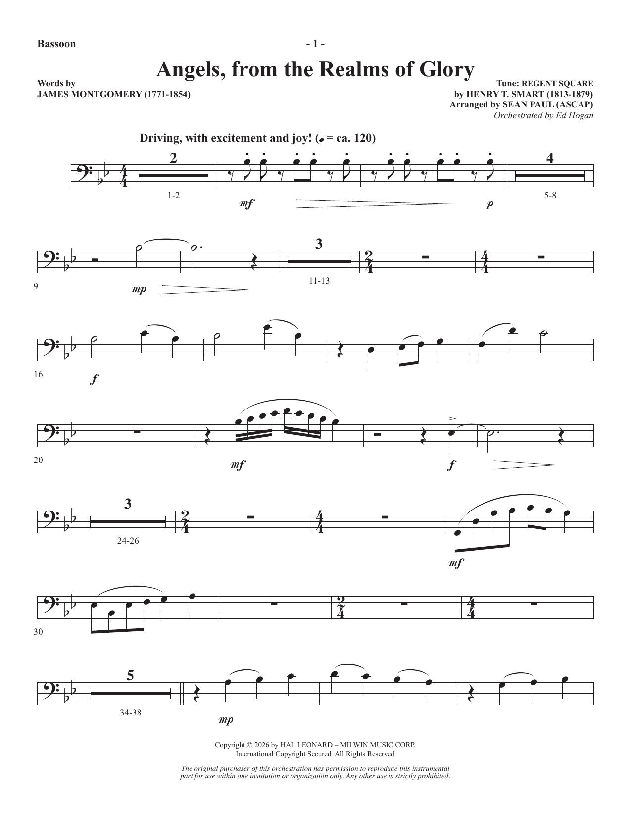 Angels From The Realms Of Glory - Bassoon