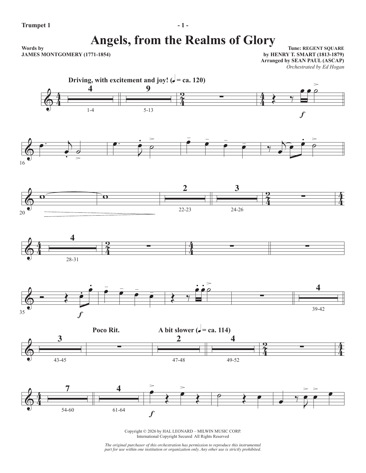 Angels From The Realms Of Glory - Trumpet 1