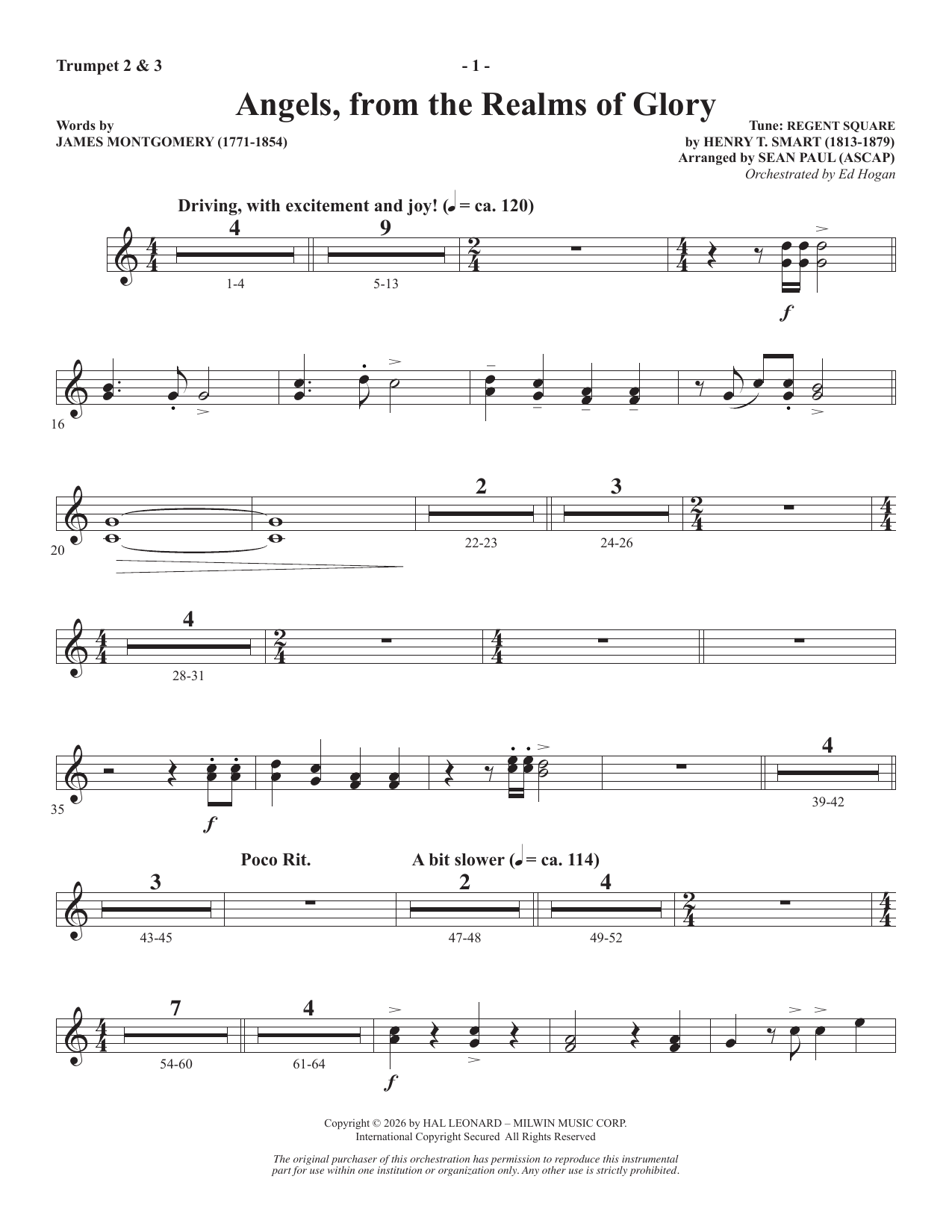 Angels From The Realms Of Glory - Trumpet 2 & 3