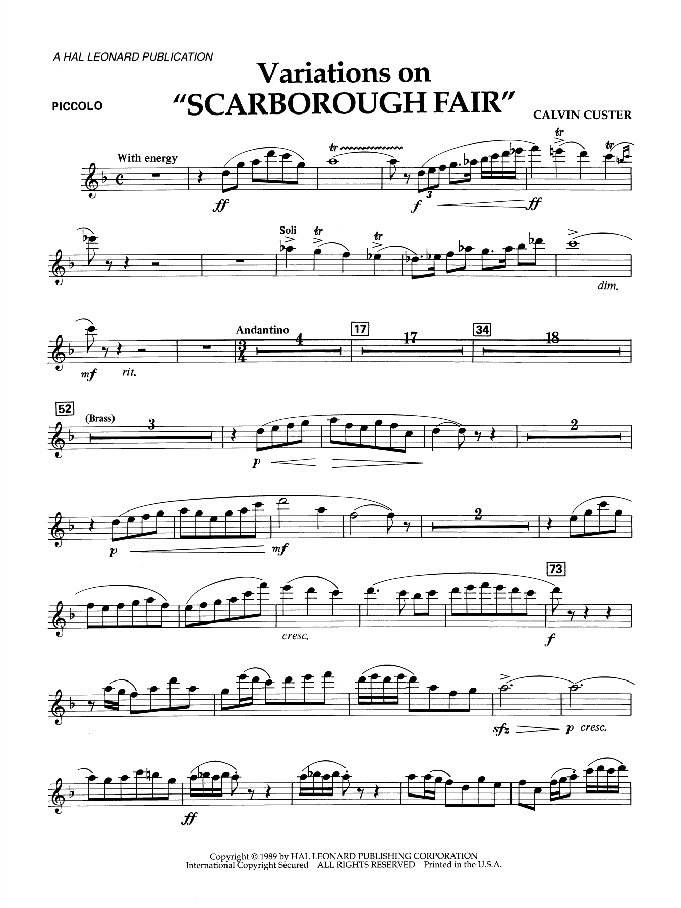 Variations On "Scarborough Fair" - Piccolo