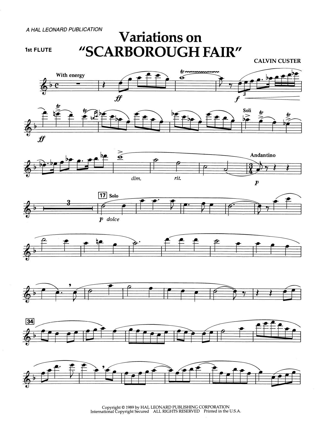 Variations On "Scarborough Fair" - 1st Flute