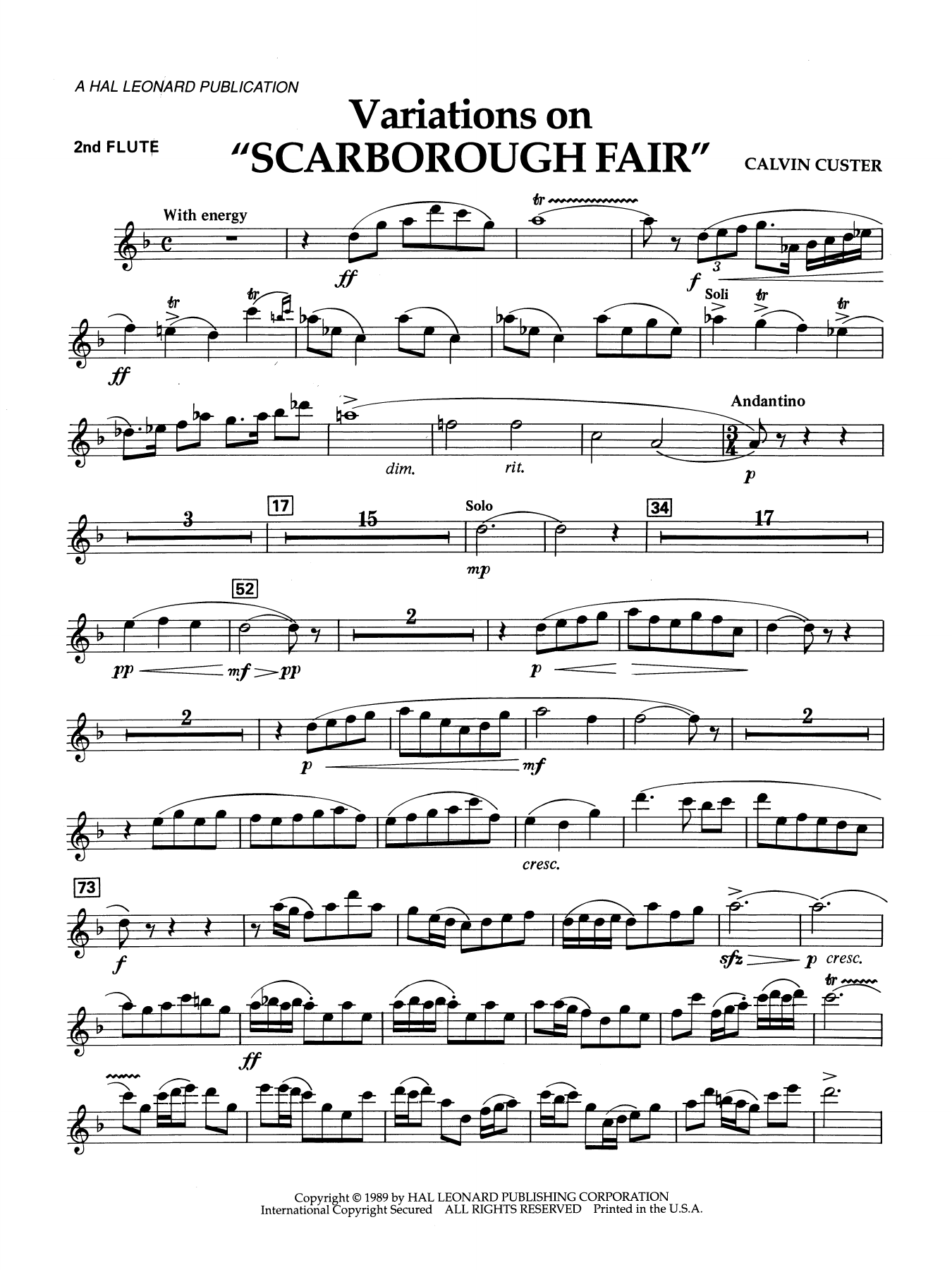 Variations On "Scarborough Fair" - 2nd Flute