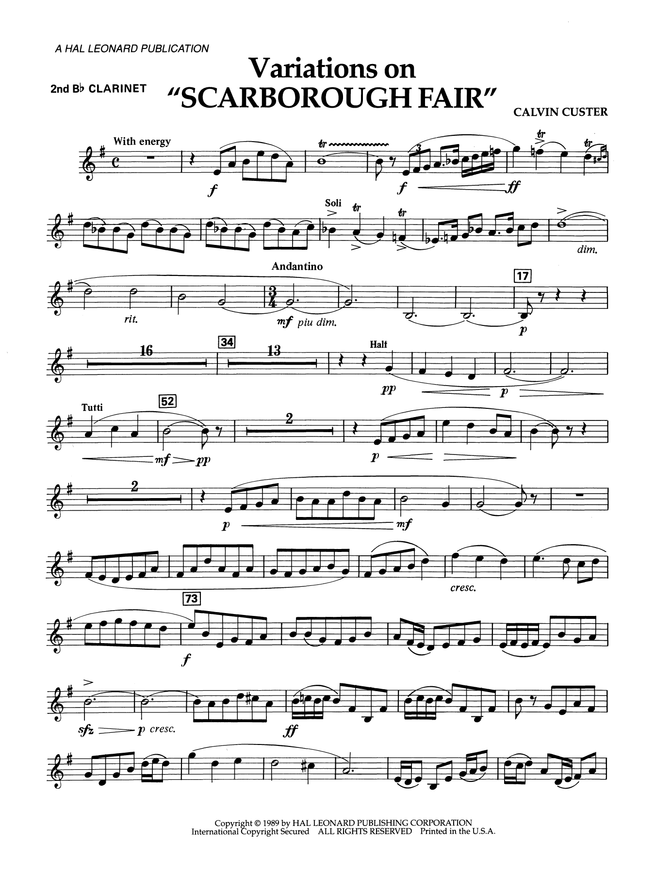 Variations On "Scarborough Fair" - 1st Bb Clarinet