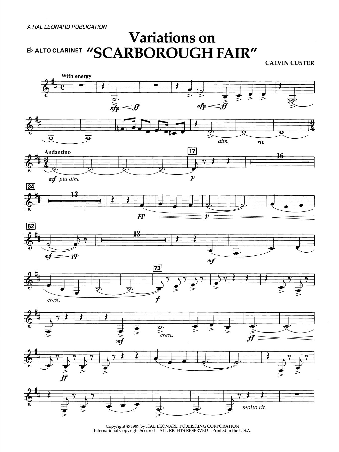Variations On "Scarborough Fair" - 3rd Bb Clarinet