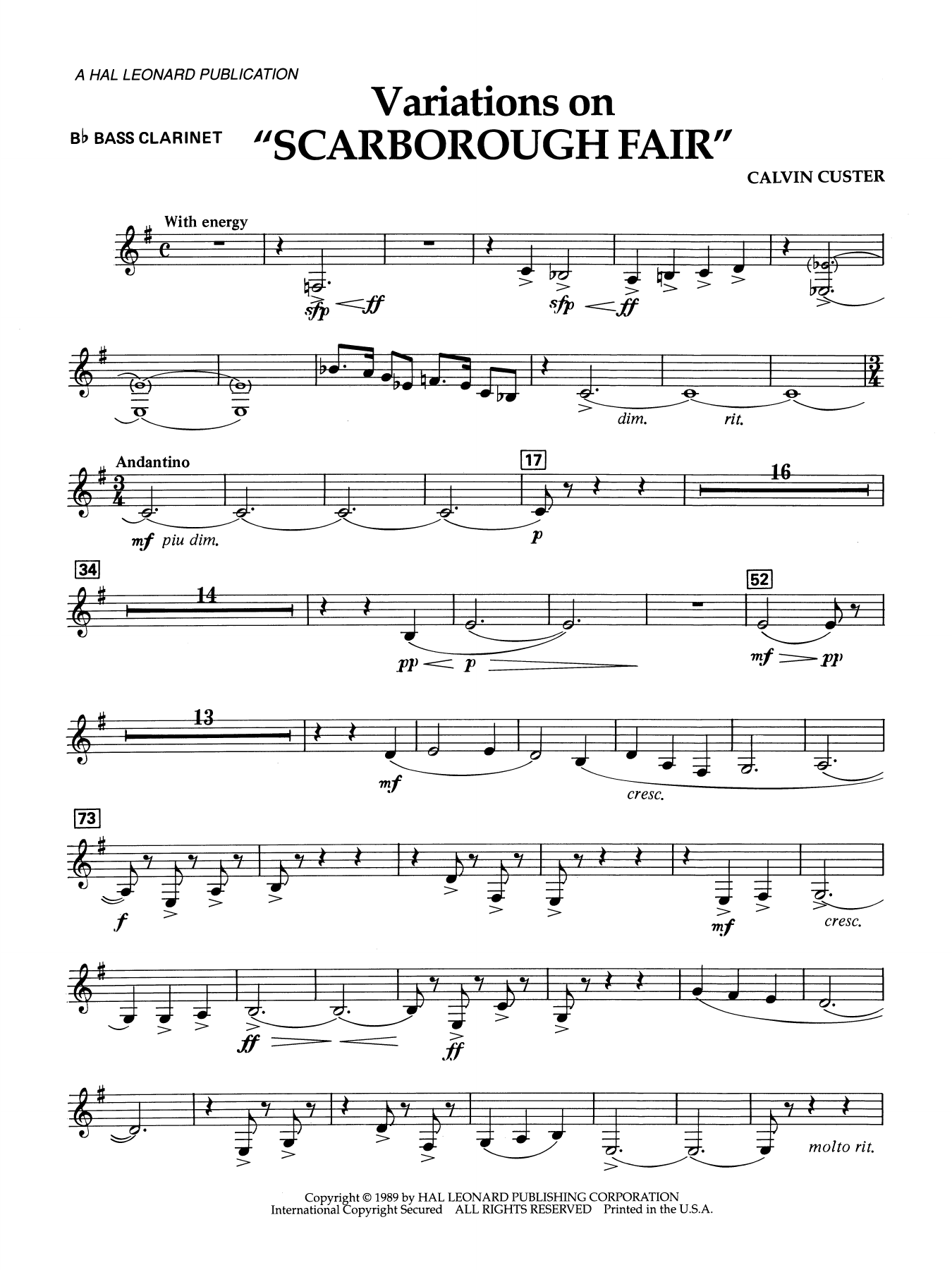 Variations On "Scarborough Fair" - Eb Alto Clarinet