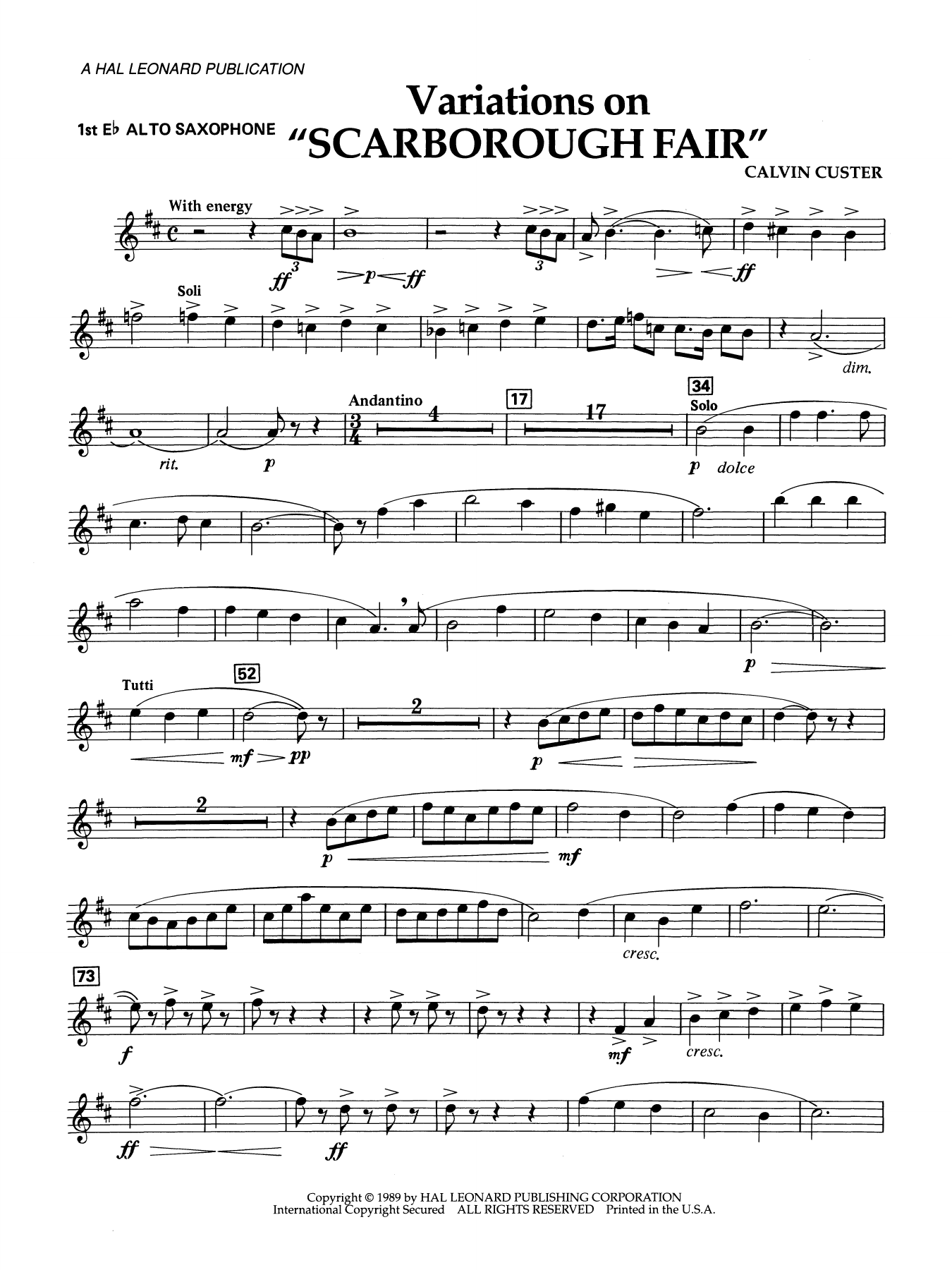 Variations On "Scarborough Fair" - 1st Eb Alto Saxophone