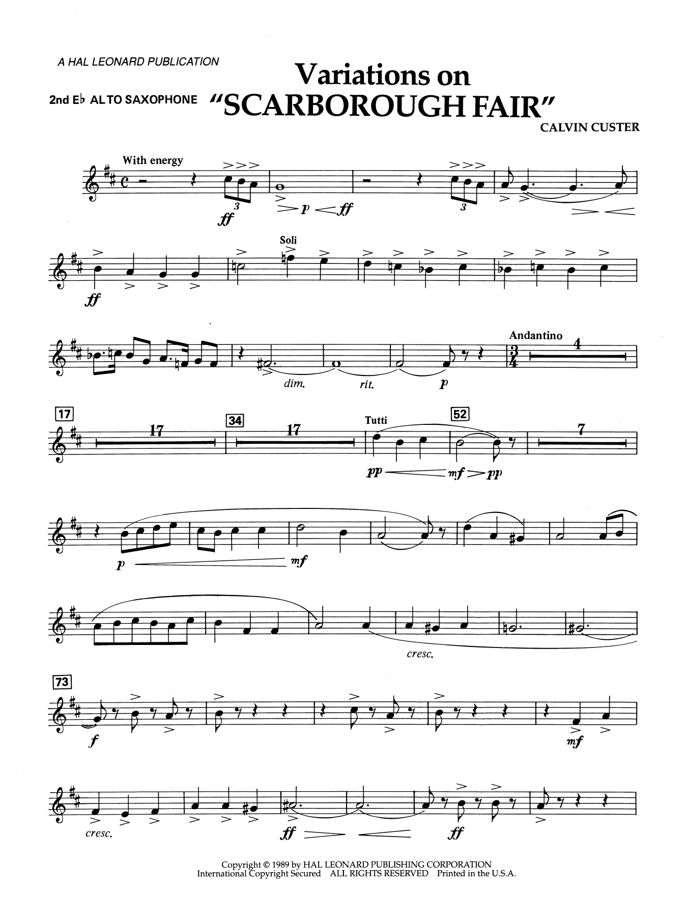 Variations On "Scarborough Fair" - 2nd Eb Alto Saxophone