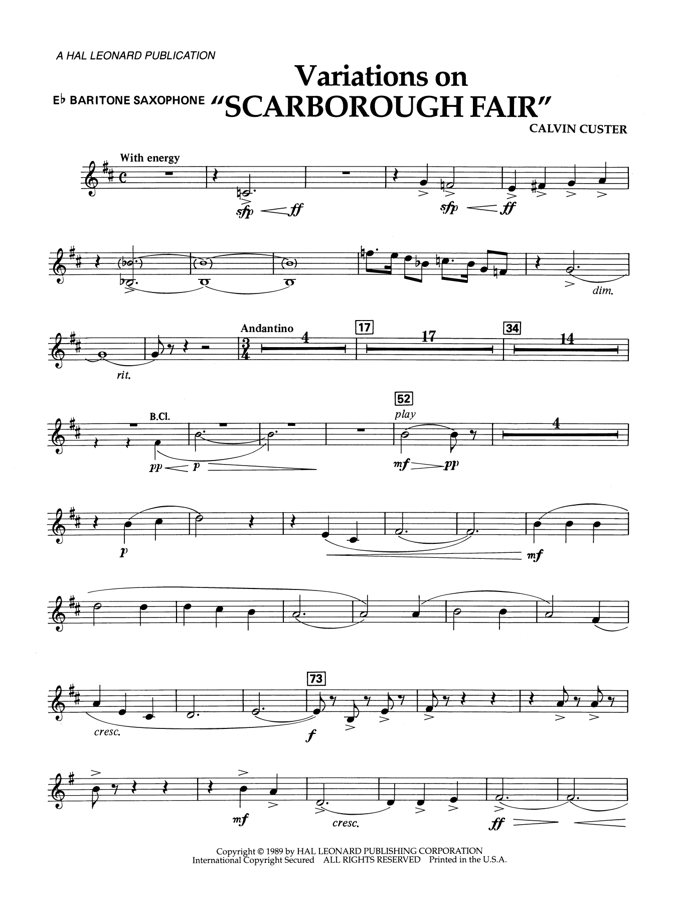 Variations On "Scarborough Fair" - Eb Baritone Sax