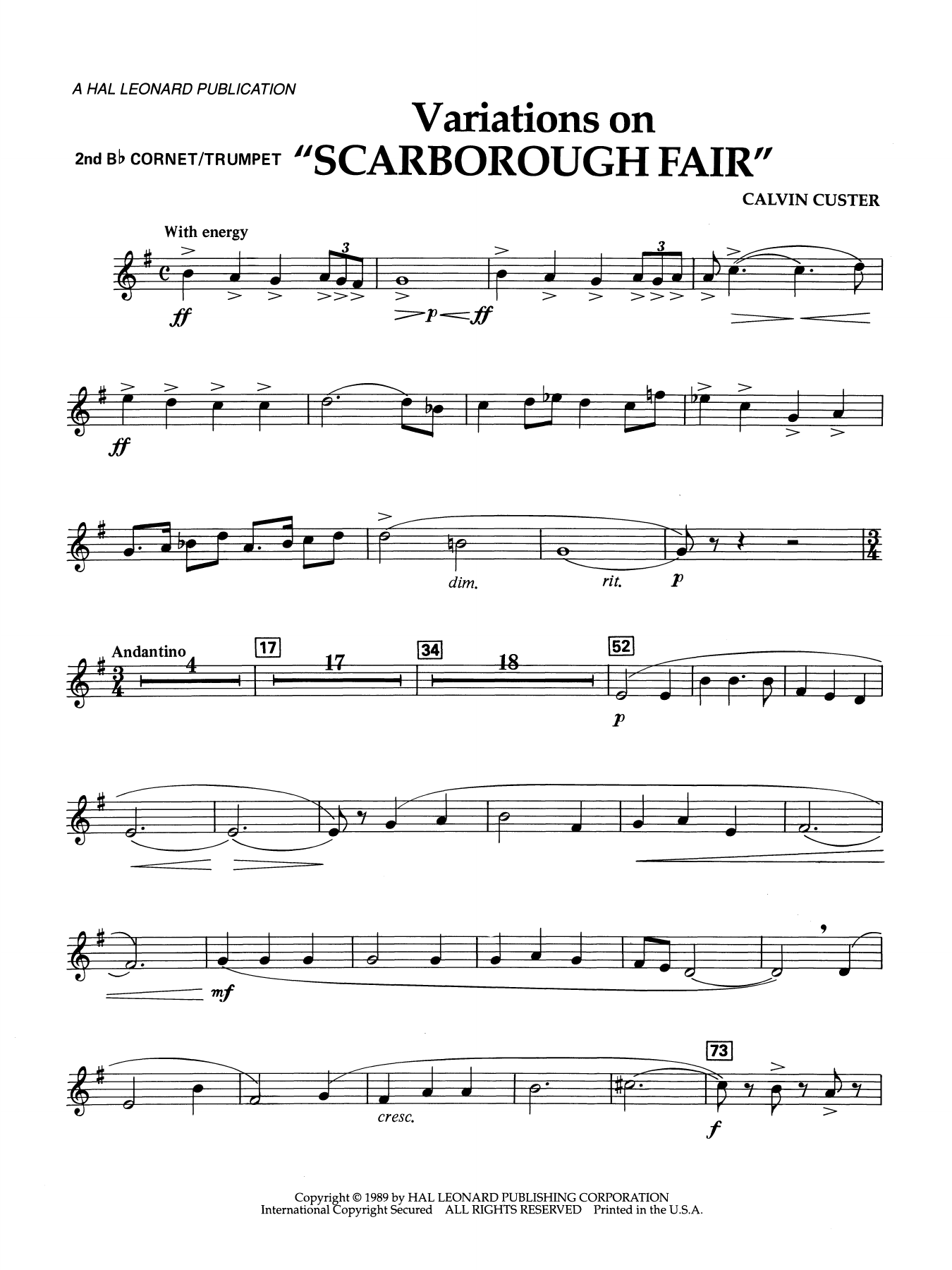 Variations On "Scarborough Fair" - 2nd Bb Cornet/Trumpet