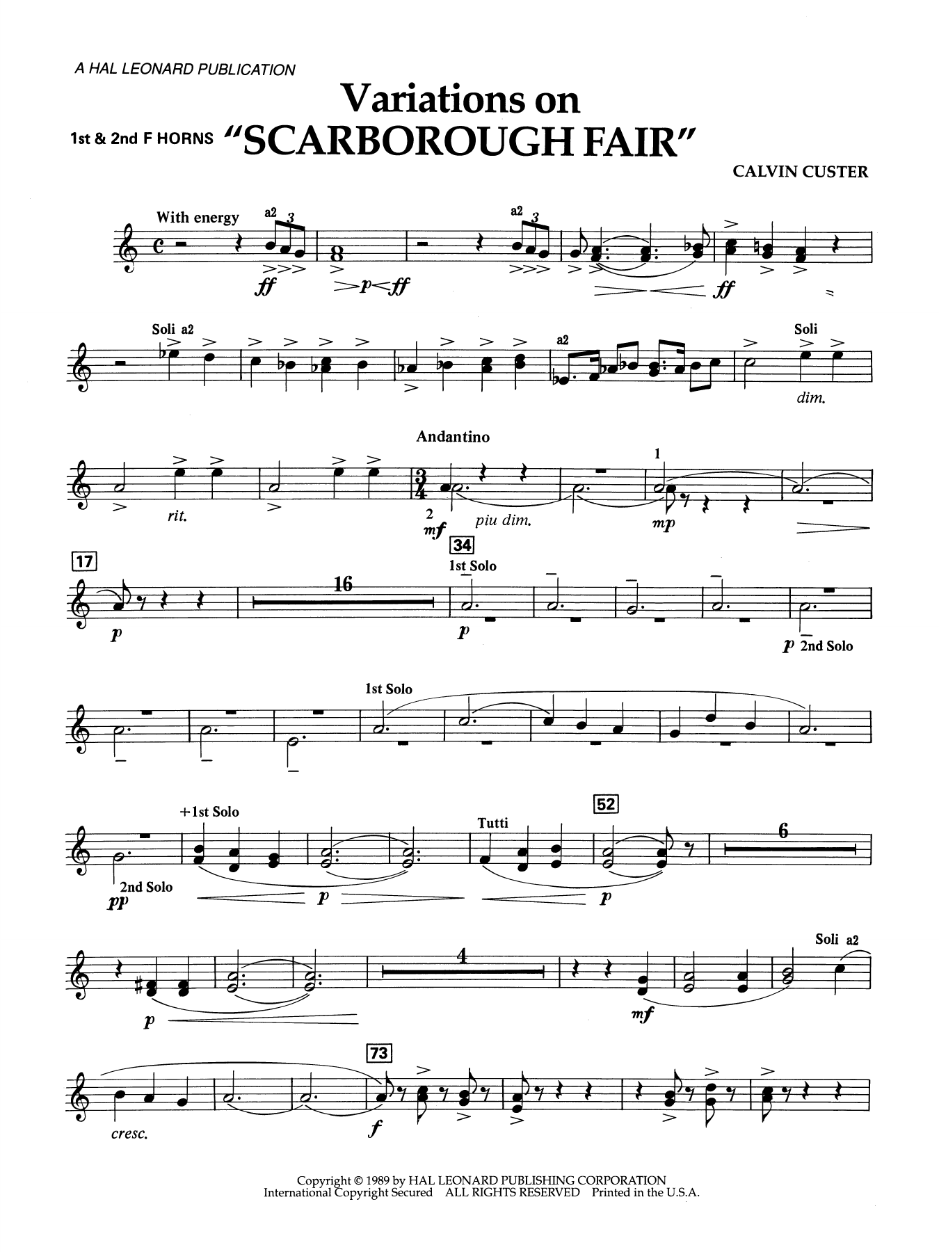 Variations On "Scarborough Fair" - 1st & 2nd F Horn