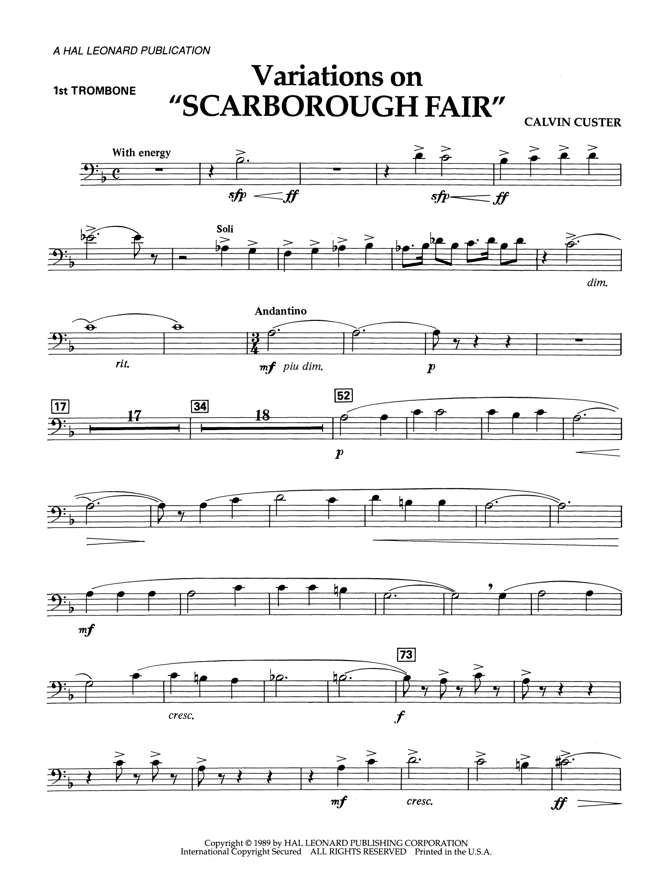 Variations On "Scarborough Fair" - 1st Trombone