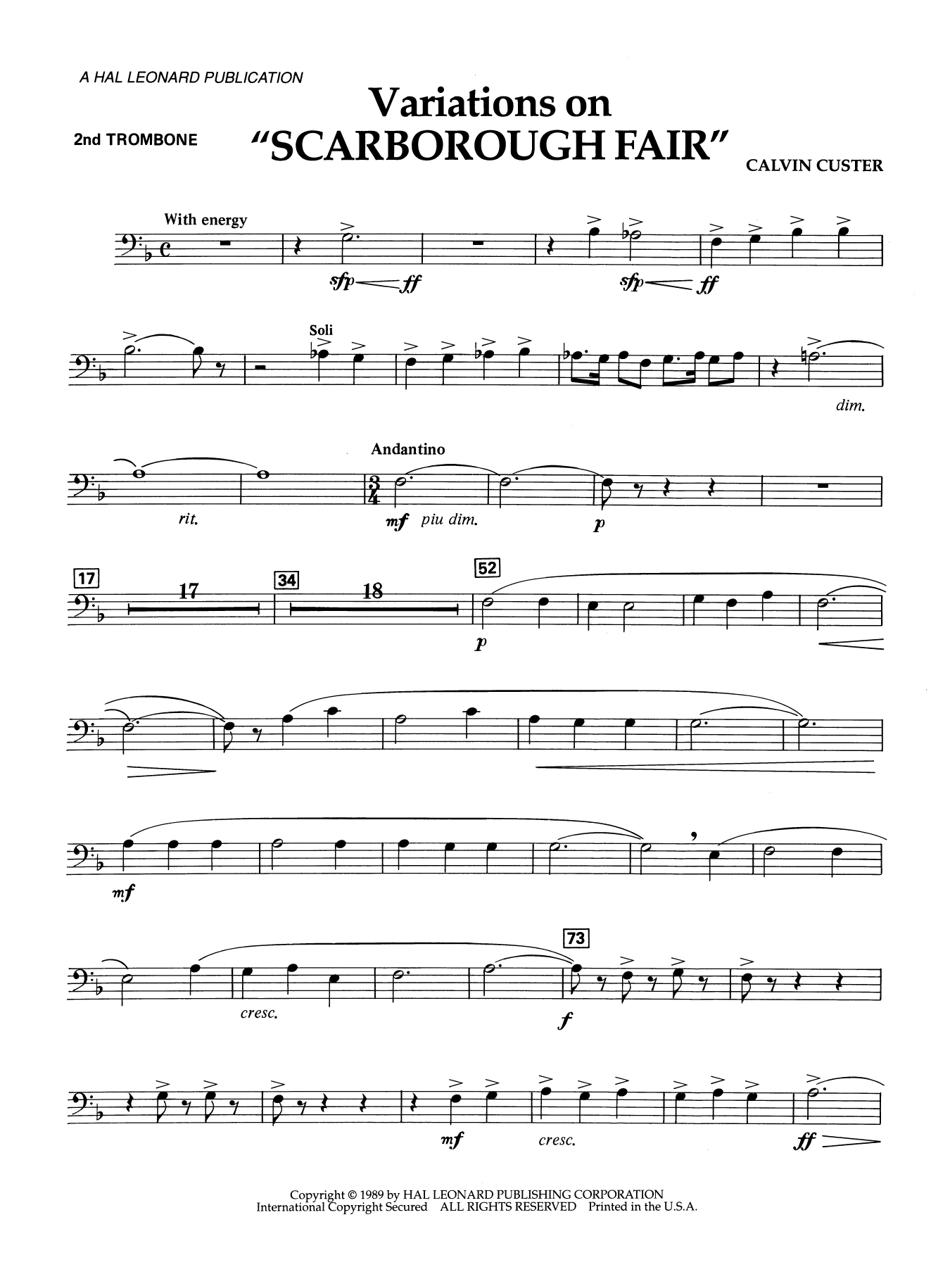 Variations On "Scarborough Fair" - 2nd Trombone