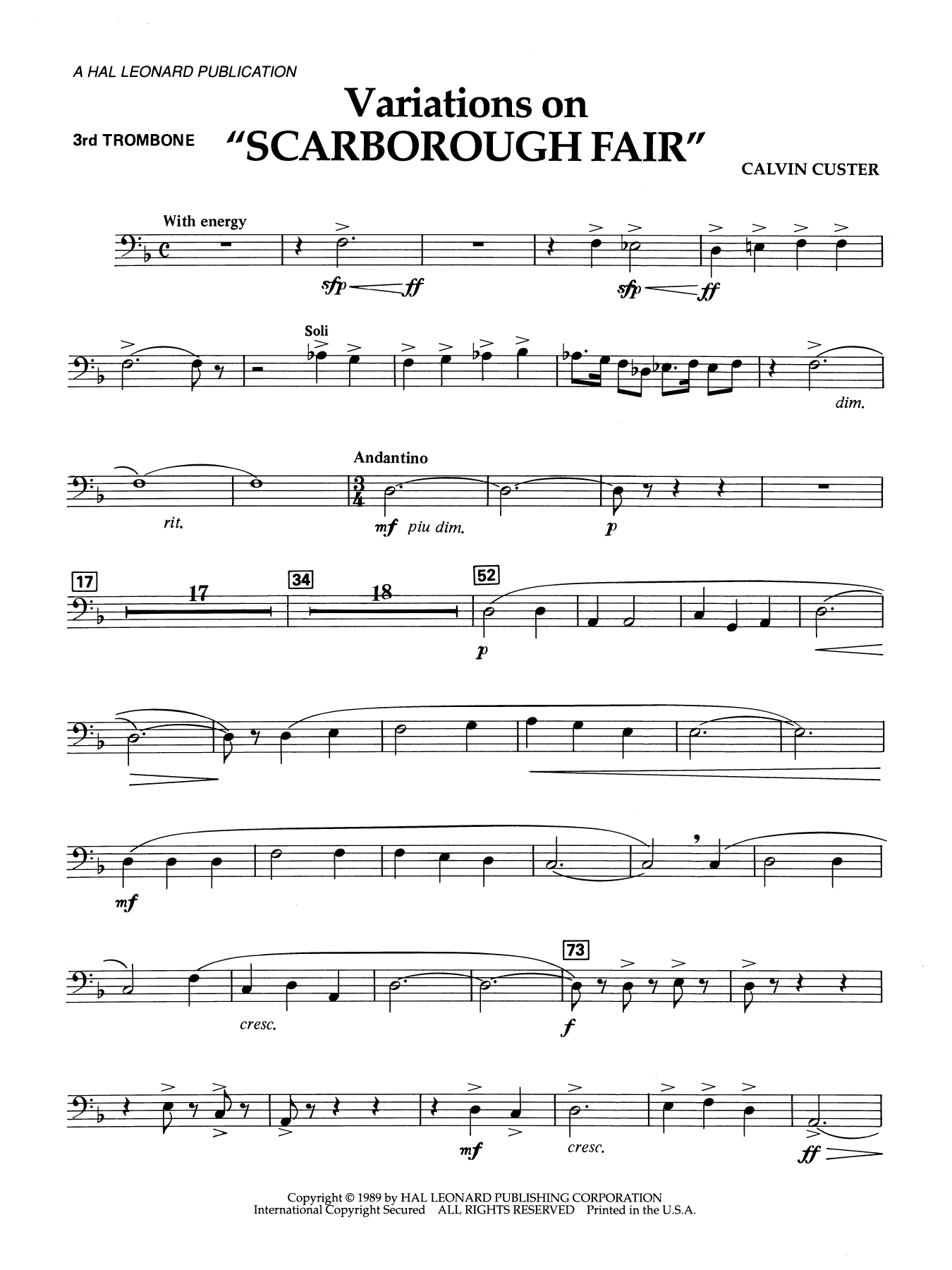 Variations On "Scarborough Fair" - 3rd Trombone