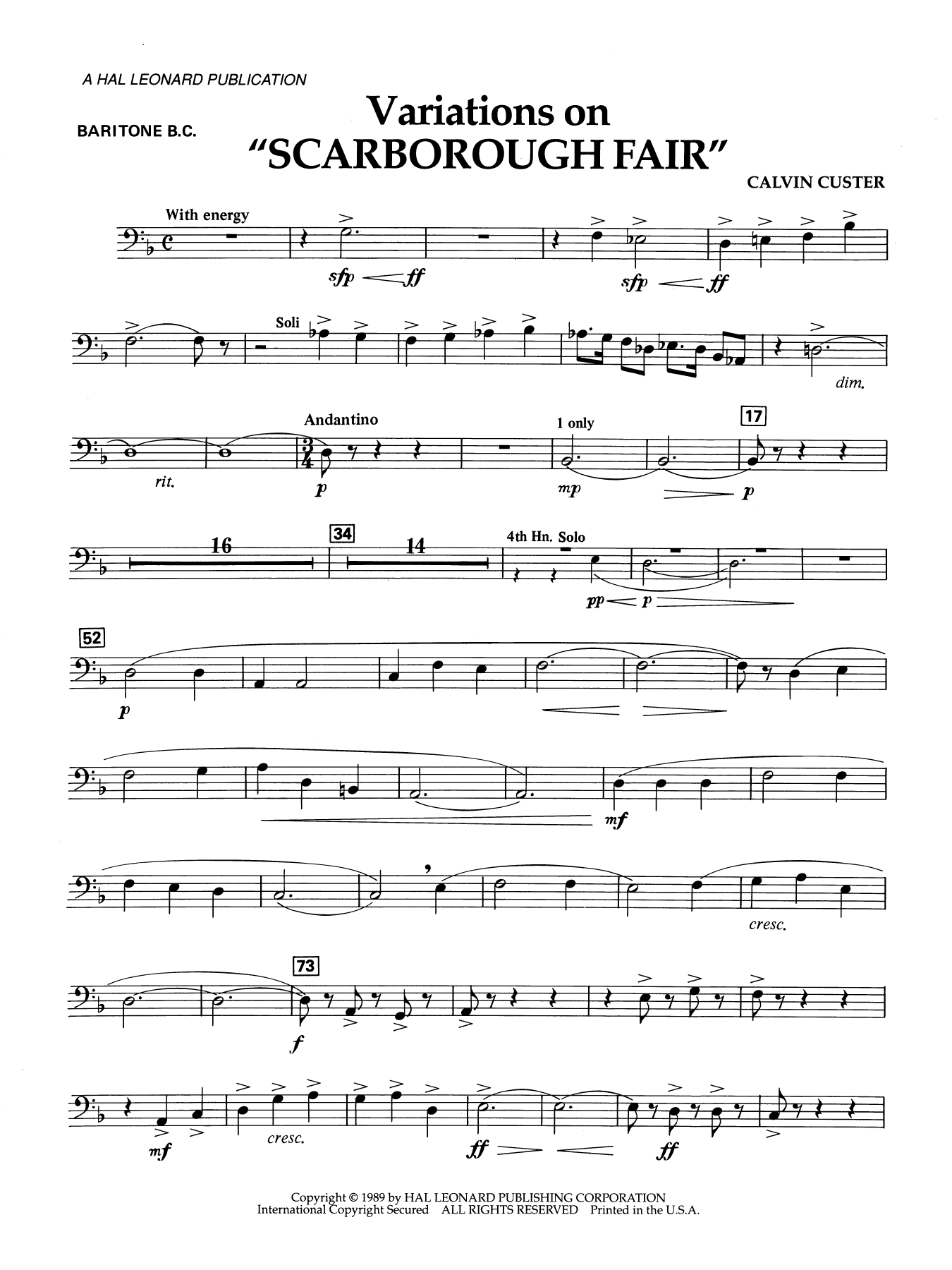 Variations On "Scarborough Fair" - Baritone B.C.