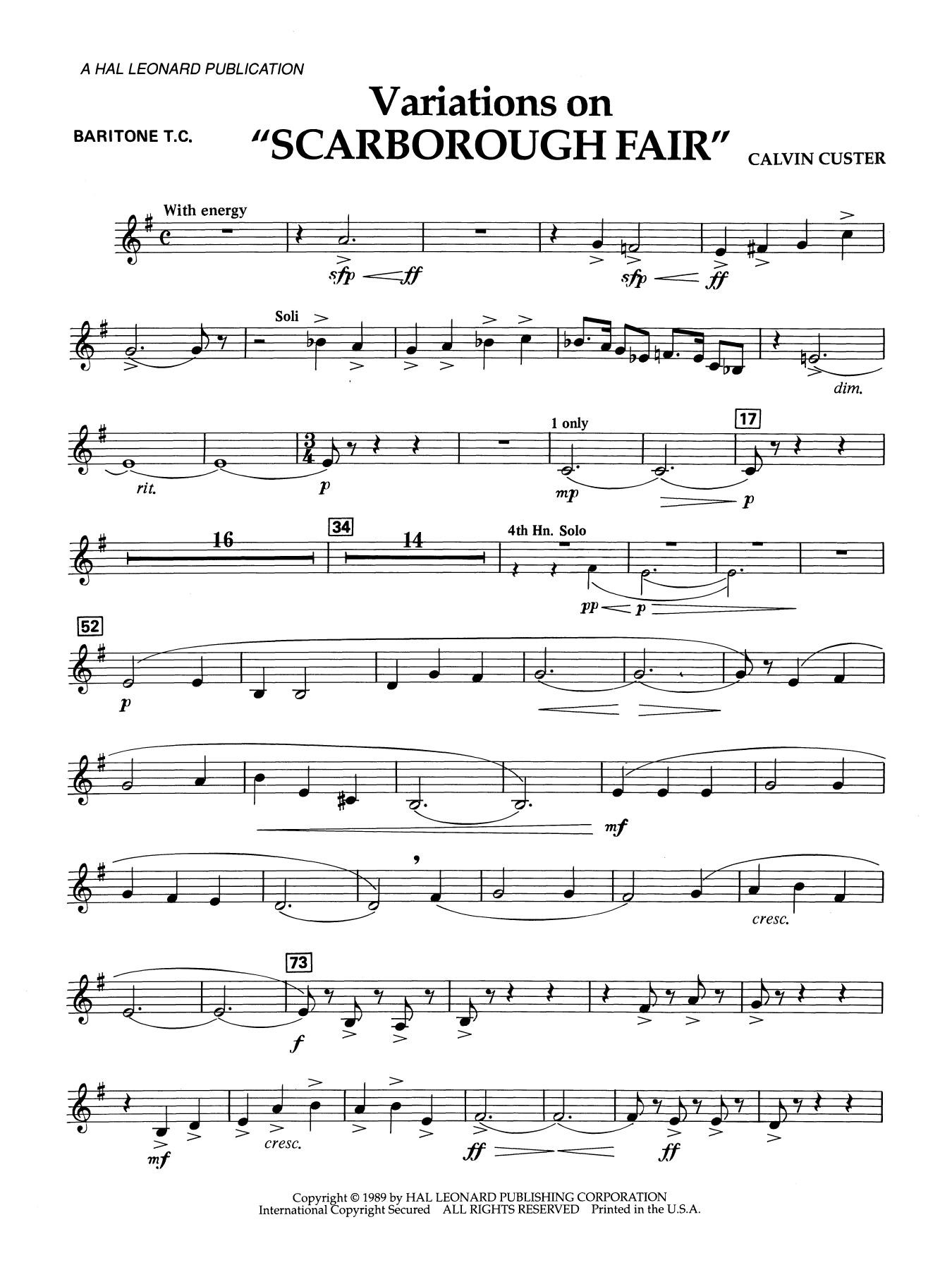 Variations On "Scarborough Fair" - Baritone T.C.