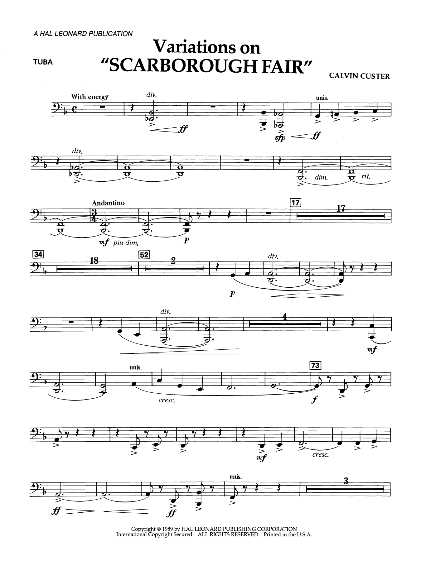 Variations On "Scarborough Fair" - Tuba