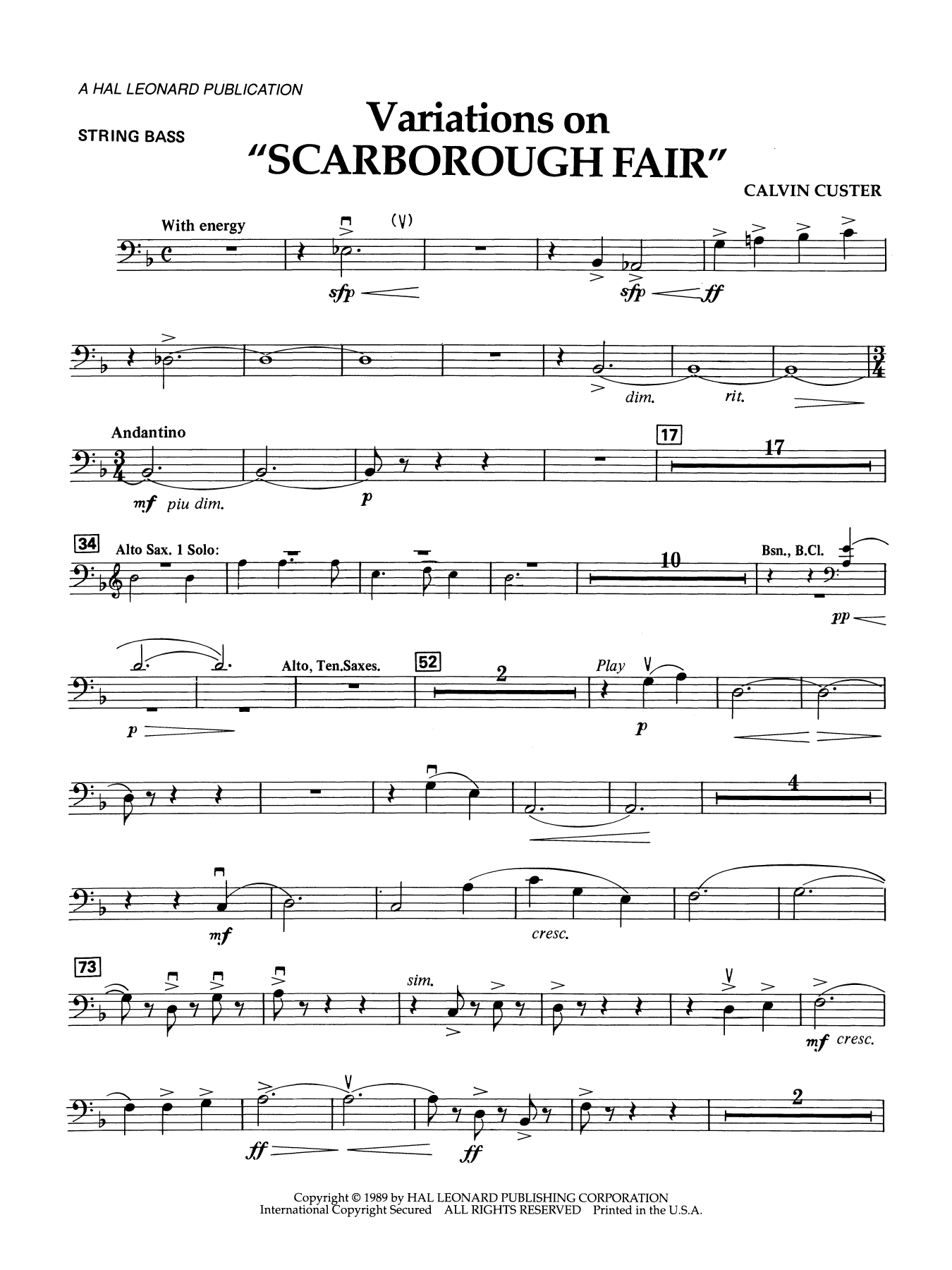 Variations On "Scarborough Fair" - String Bass