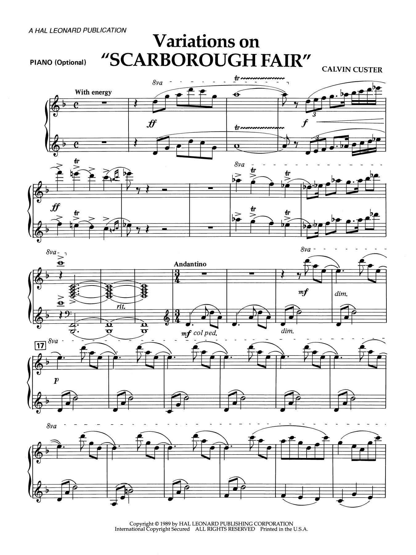 Variations On "Scarborough Fair" - Piano