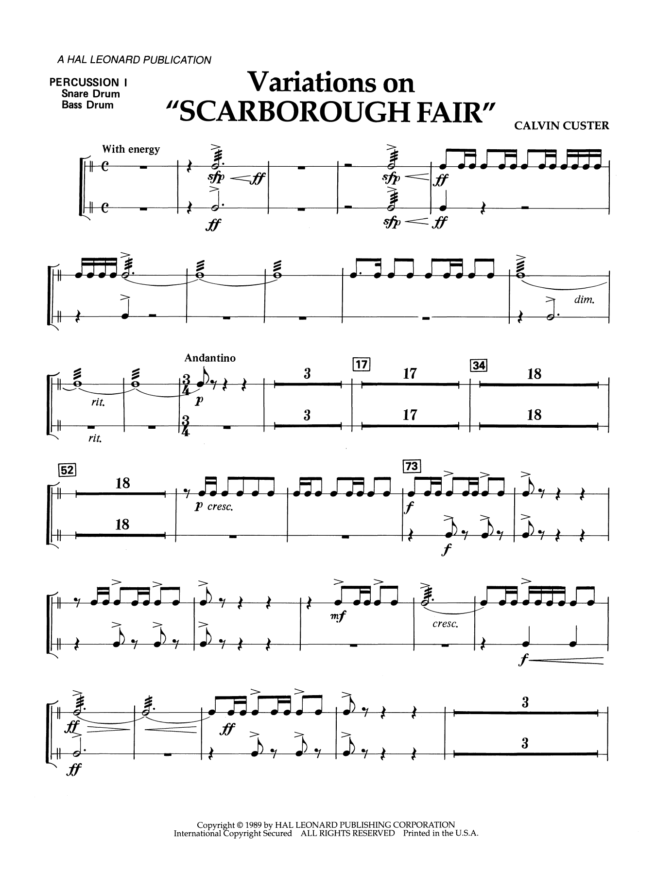 Variations On "Scarborough Fair" - Percussion 1