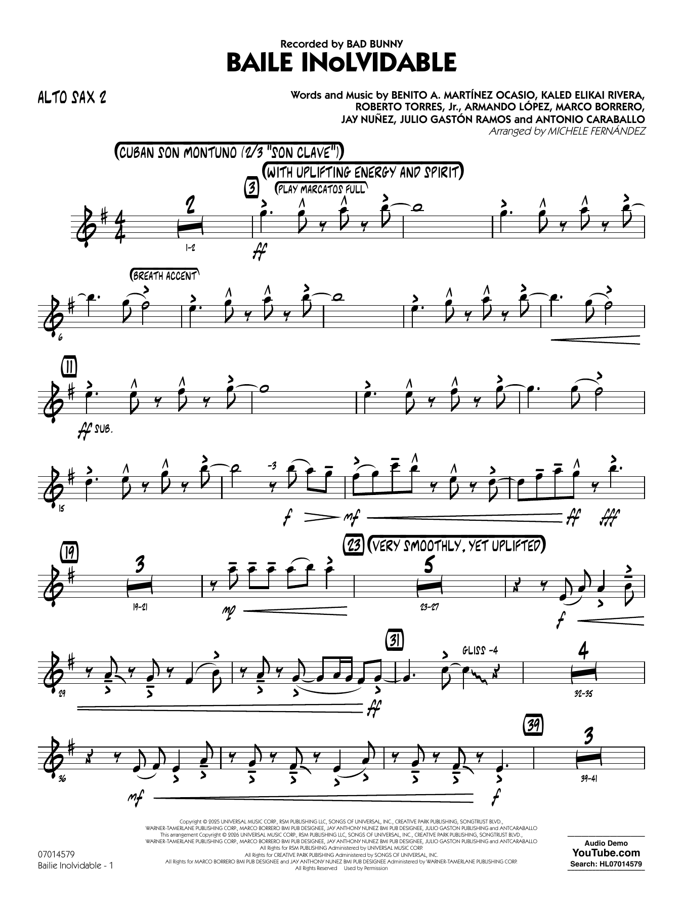 Baile Inolvidable (arr. Michele Fernández) - Alto Sax 2