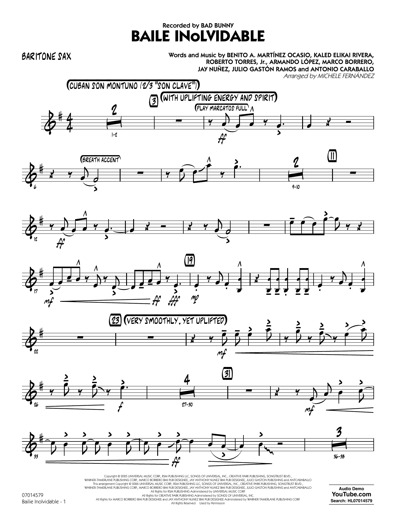Baile Inolvidable (arr. Michele Fernández) - Baritone Sax