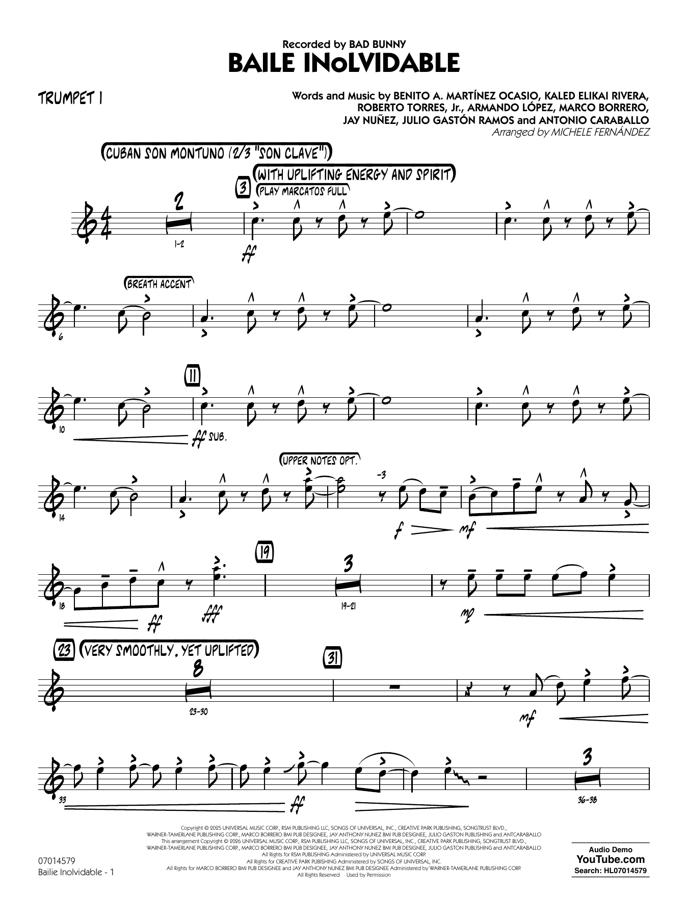 Baile Inolvidable (arr. Michele Fernández) - Trumpet 1
