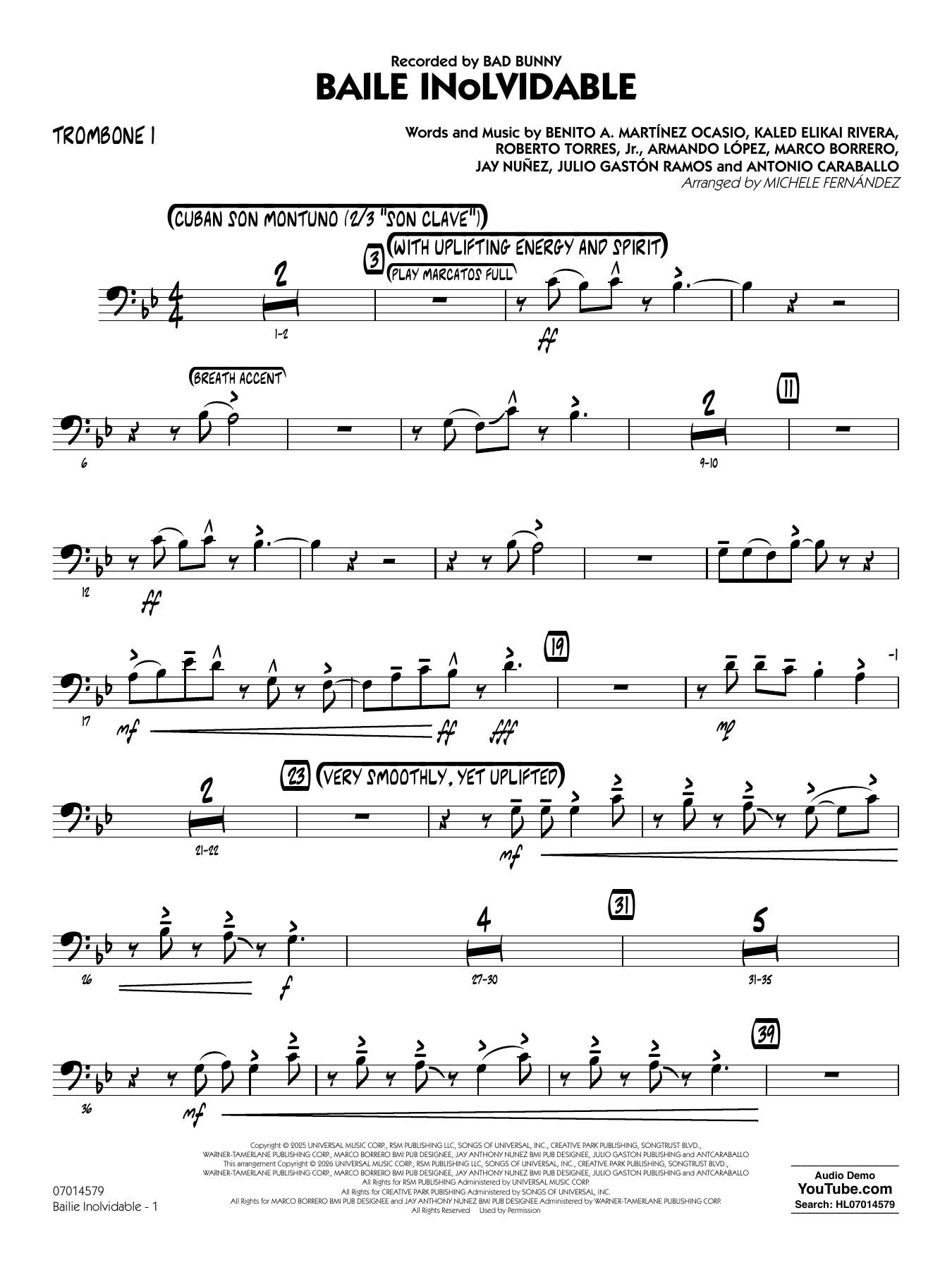 Baile Inolvidable (arr. Michele Fernández) - Trombone 1