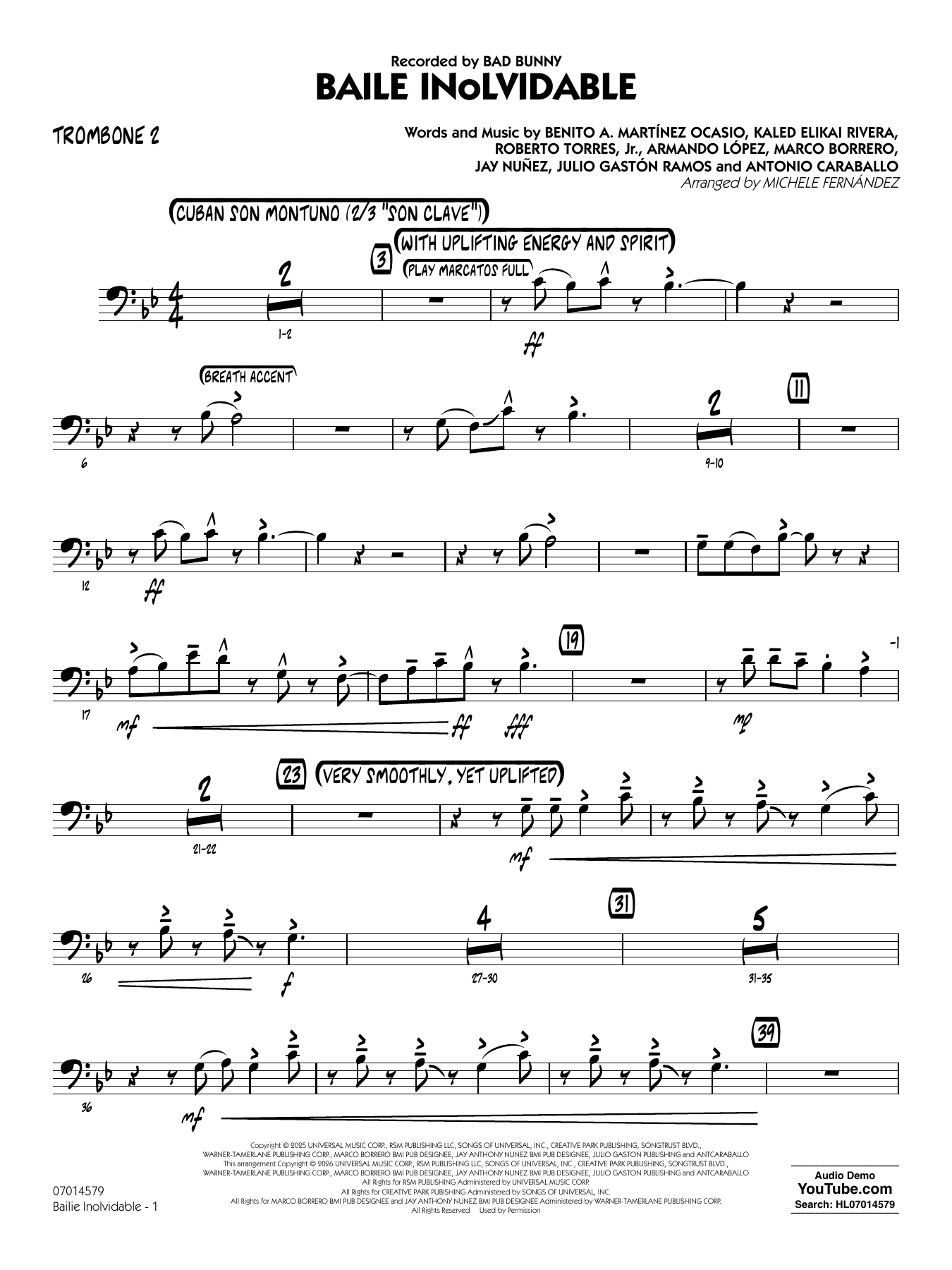 Baile Inolvidable (arr. Michele Fernández) - Trombone 2