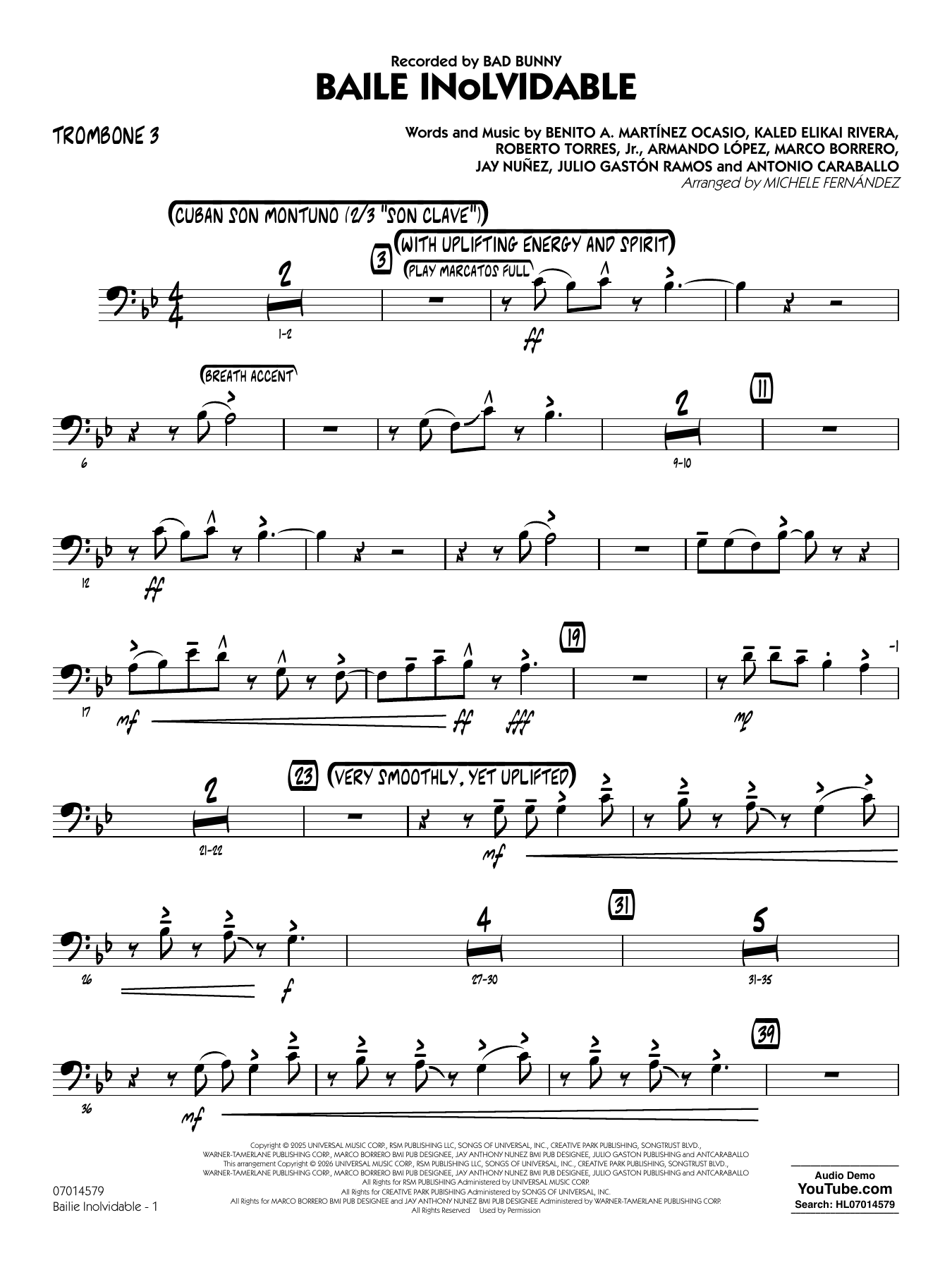 Baile Inolvidable (arr. Michele Fernández) - Trombone 3