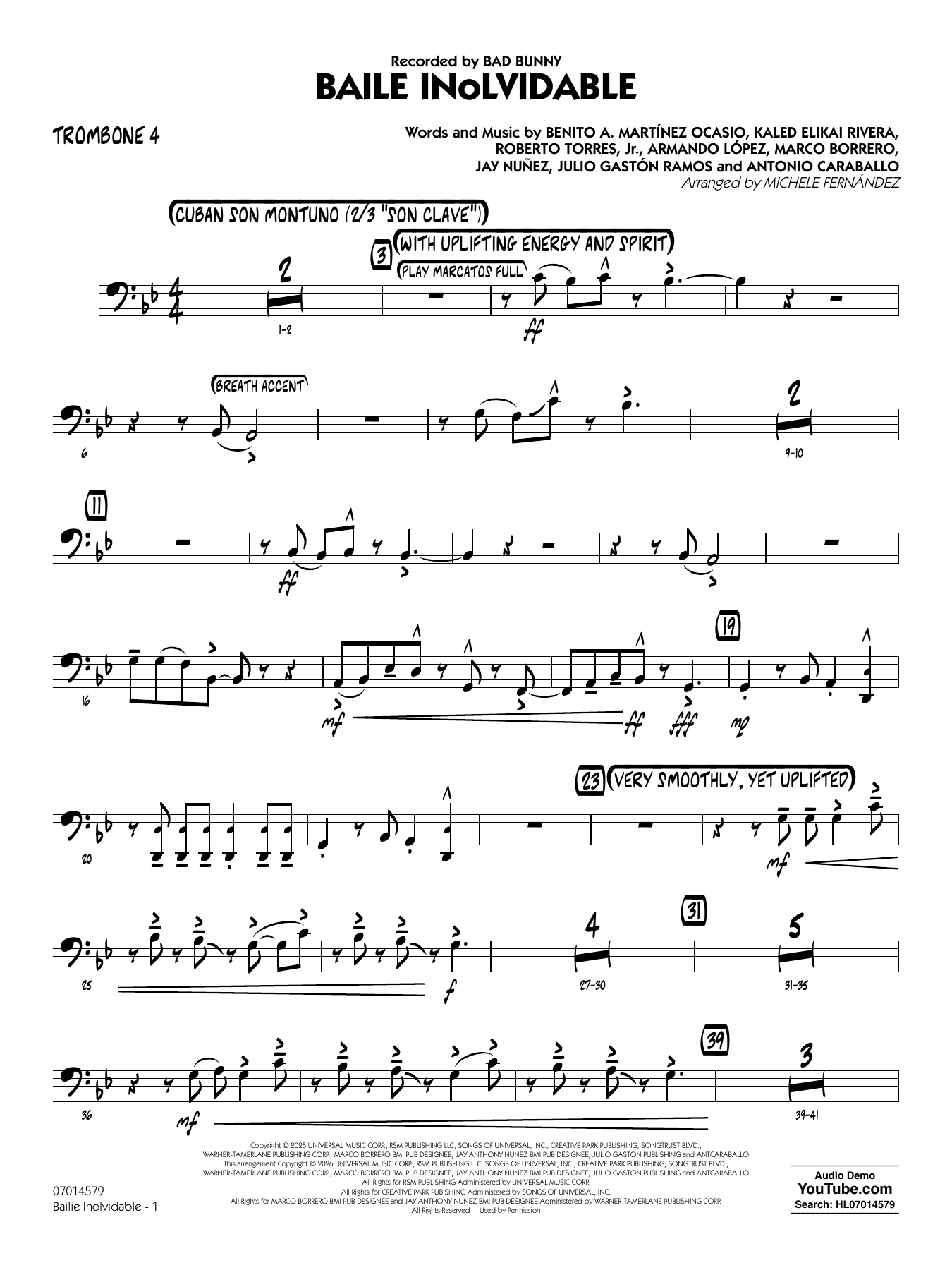 Baile Inolvidable (arr. Michele Fernández) - Trombone 4