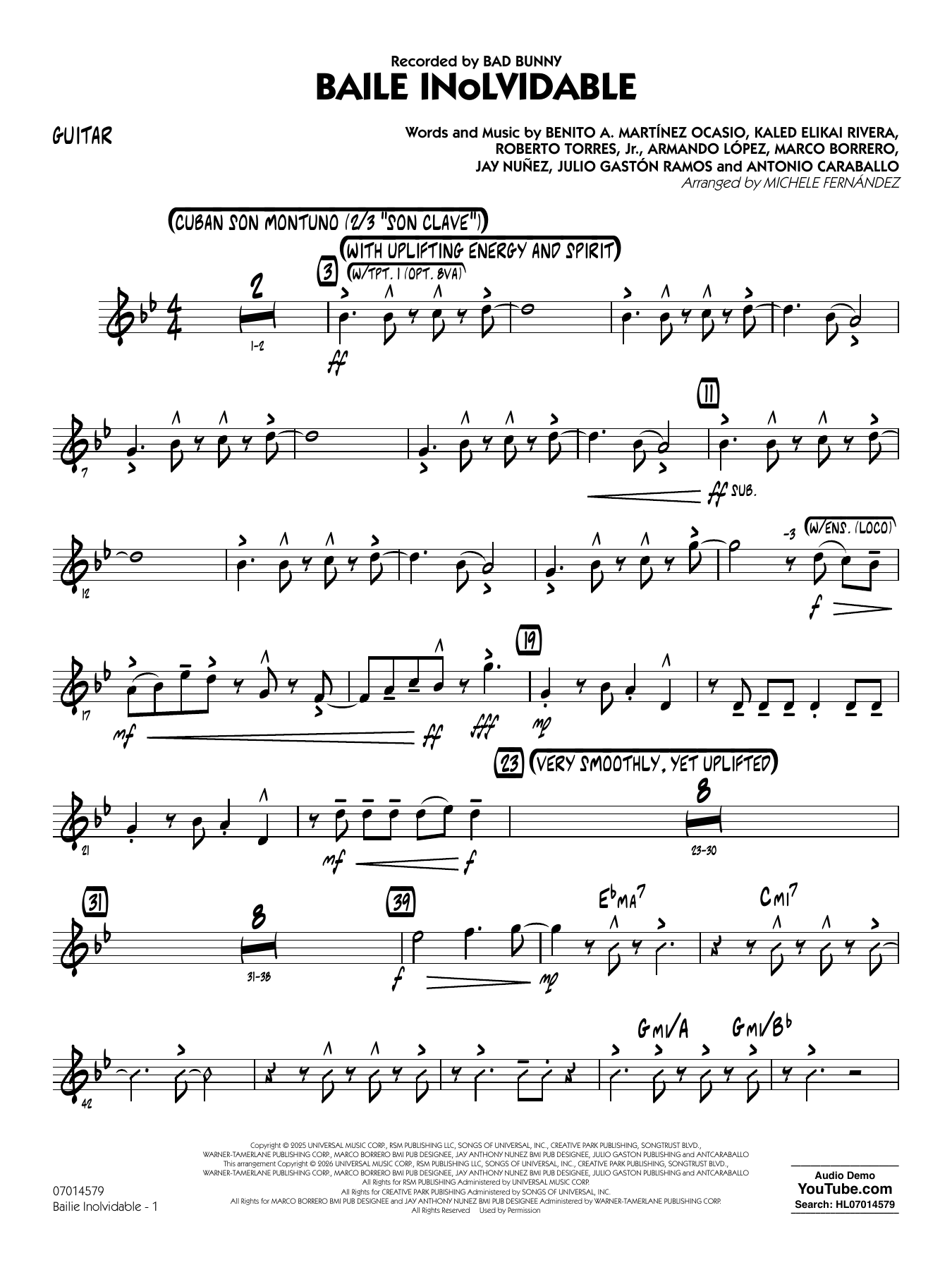 Baile Inolvidable (arr. Michele Fernández) - Guitar