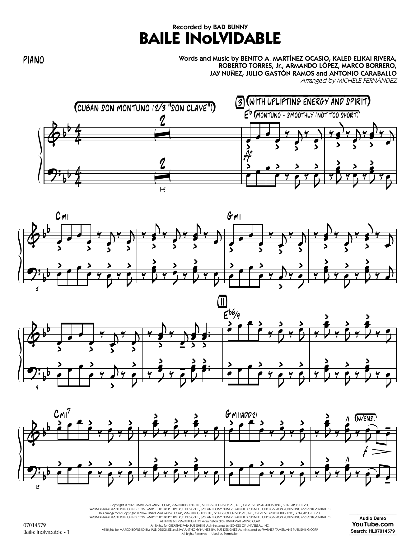 Baile Inolvidable (arr. Michele Fernández) - Piano