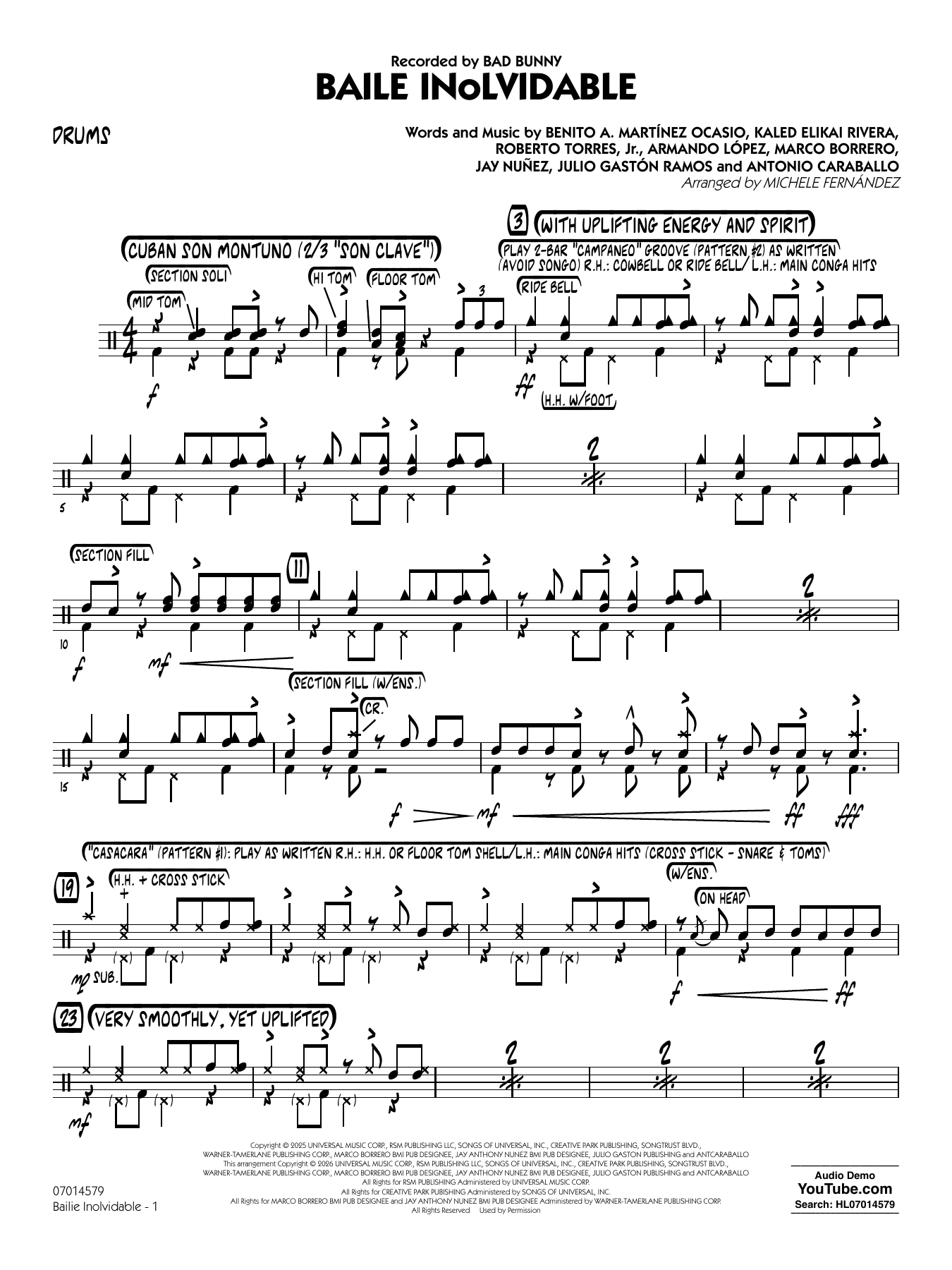 Baile Inolvidable (arr. Michele Fernández) - Drums