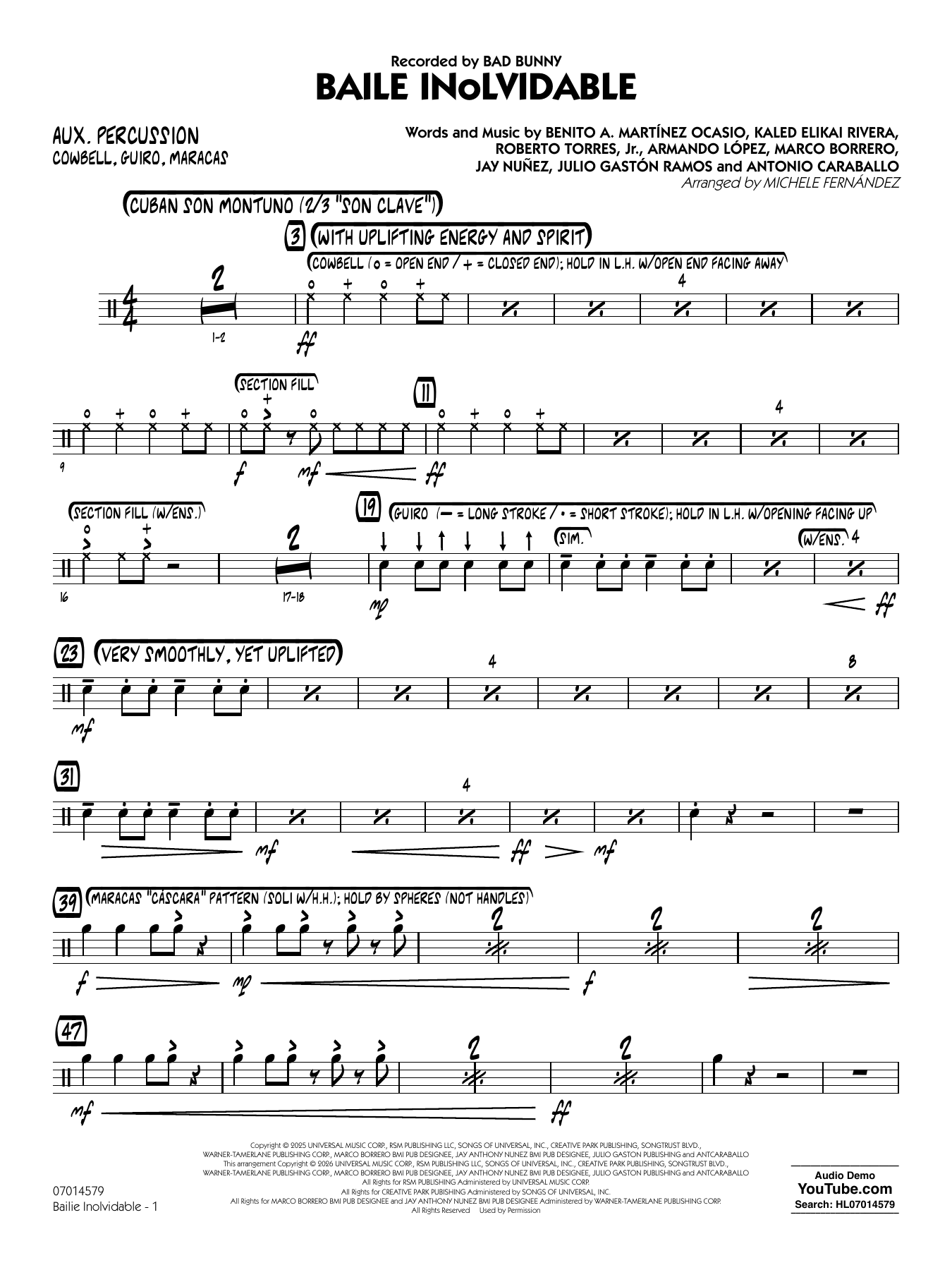 Baile Inolvidable (arr. Michele Fernández) - Aux Percussion
