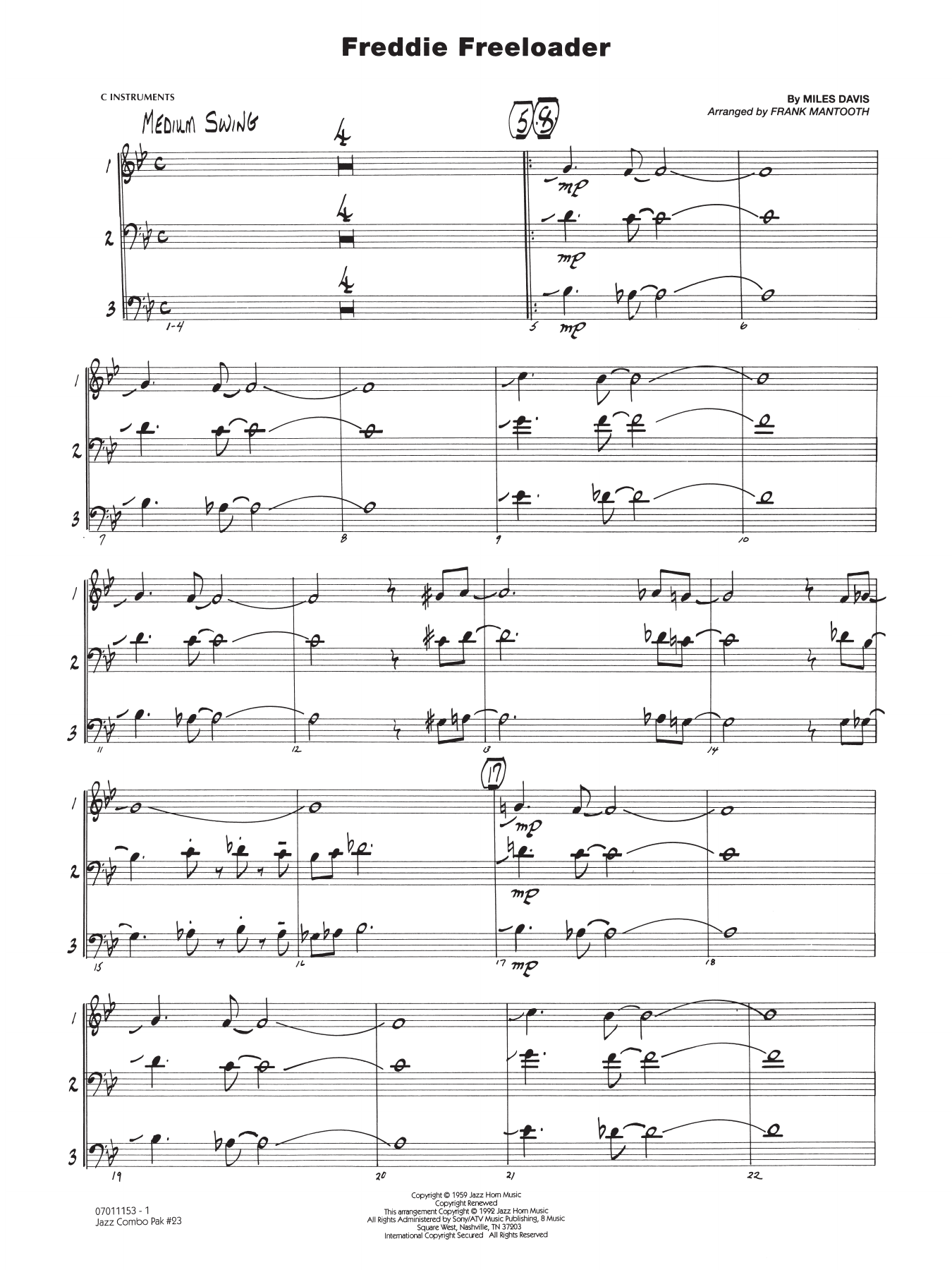 Jazz Combo Pak #23 (More Miles Davis) - Bb Instruments