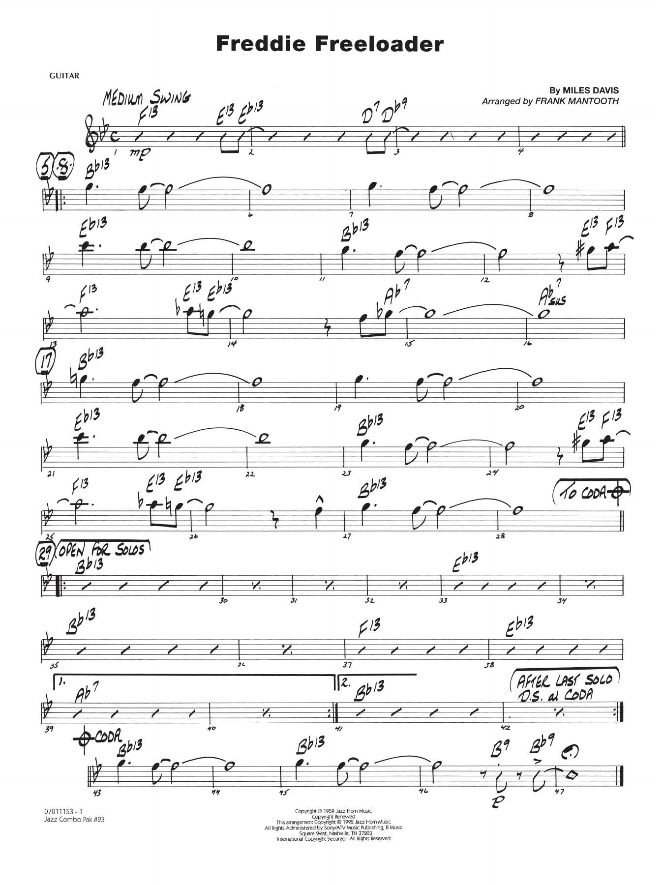 Jazz Combo Pak #23 (More Miles Davis) - Guitar