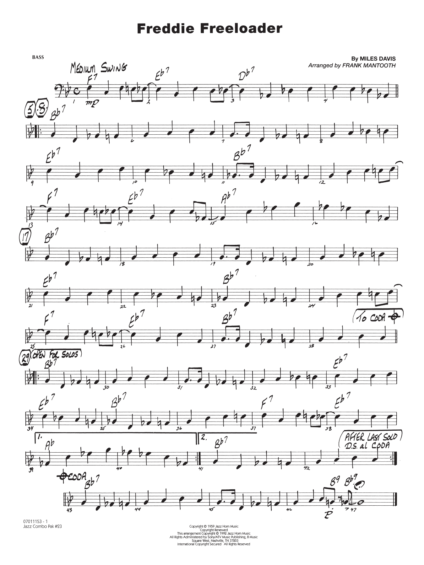 Jazz Combo Pak #23 (More Miles Davis) - Bass