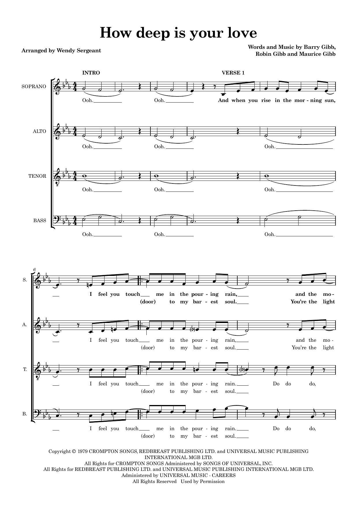 How Deep Is Your Love (arr. Wendy Sergeant) – Barry Gibb, Maurice Gibb, Robin Gibb – Notenvorschau