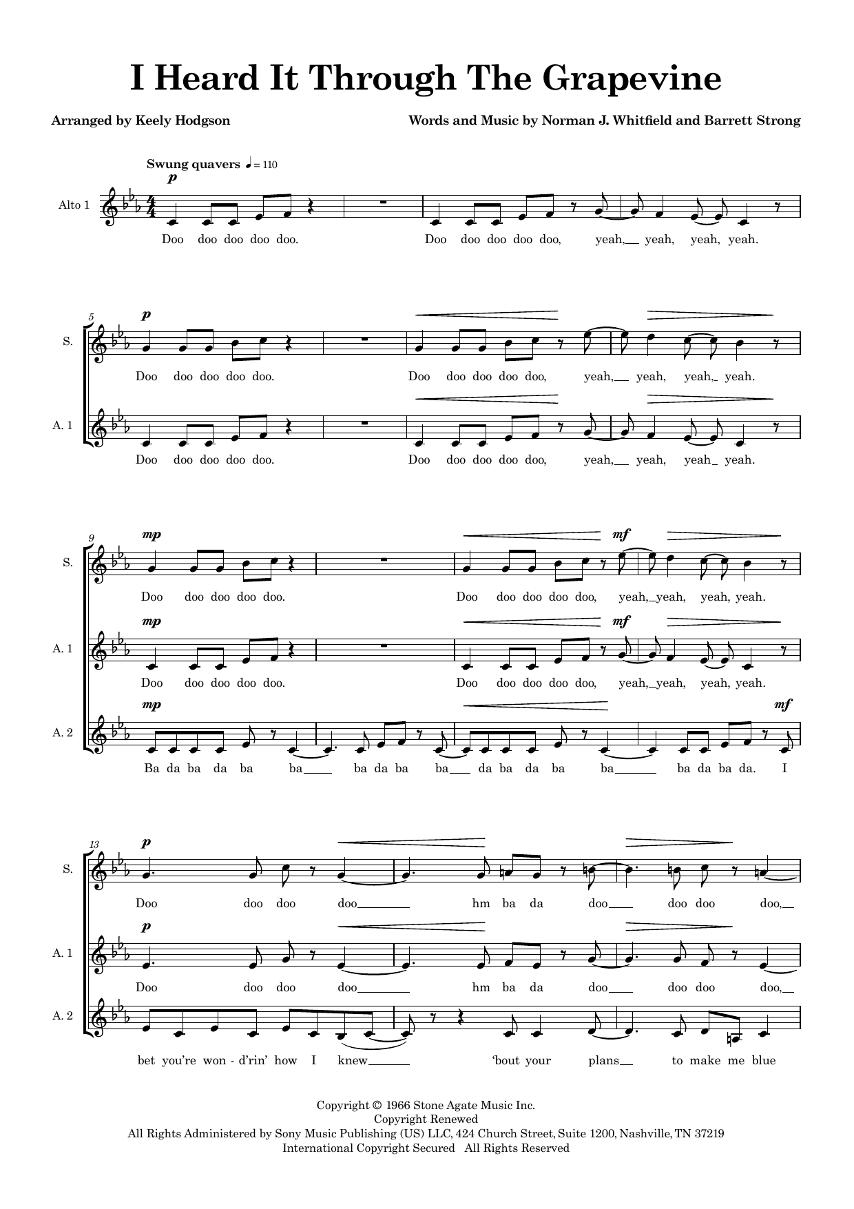 I Heard It Through The Grapevine (arr. Keely Hodgson) – Norman J. Whitfield, Barrett Strong – Notenvorschau
