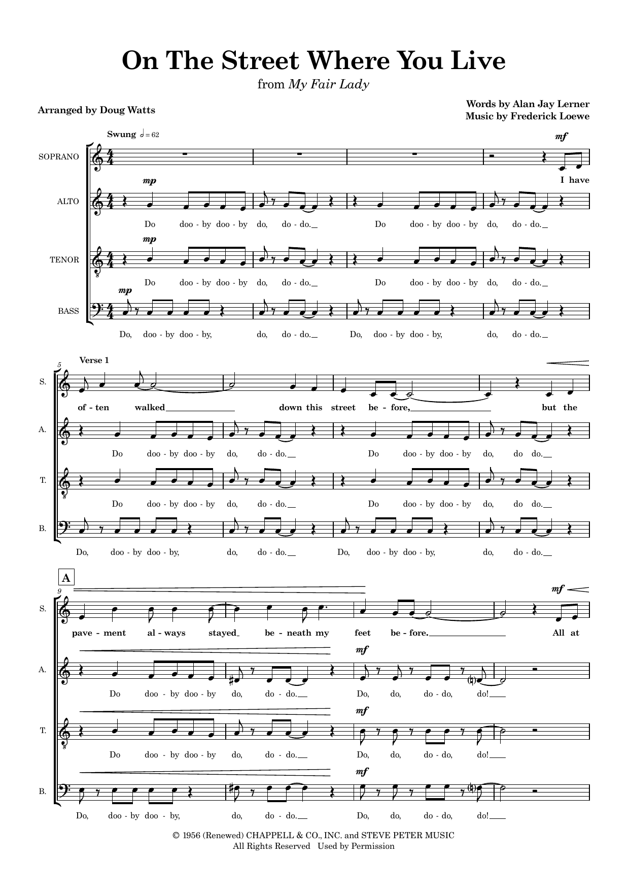 On The Street Where You Live (arr. Doug Watts) – Alan Jay Lerner, Frederick Loewe, Alan Jay Lerner & Frederick Loewe – Notenvorschau