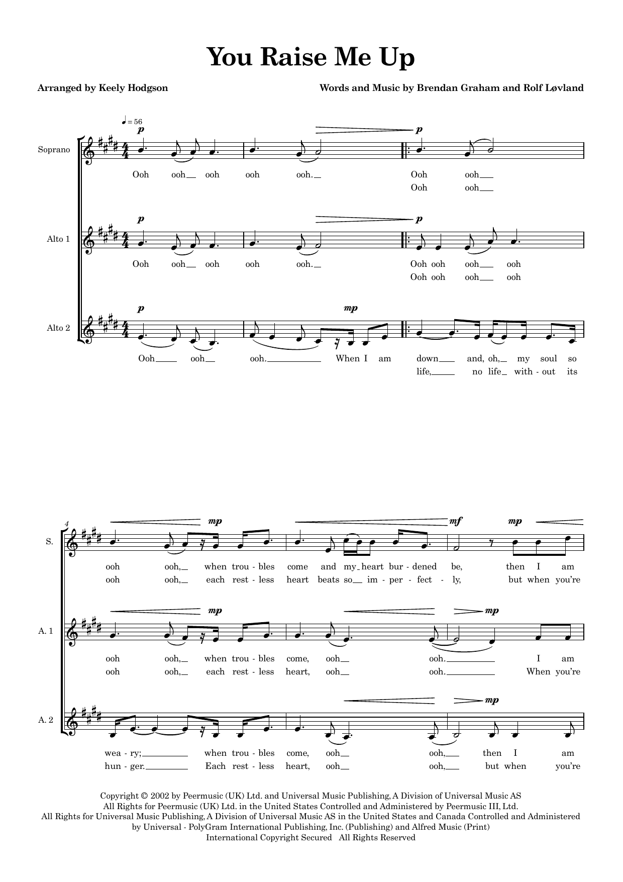 You Raise Me Up (arr. Keely Hodgson) – Rolf Lovland, Brendan Graham – Notenvorschau
