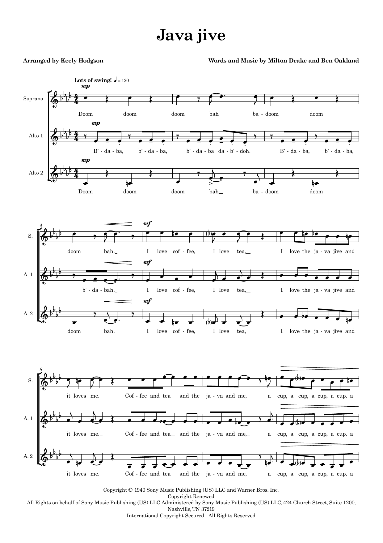 Java Jive (arr. Keely Hodgson) – Milton Drake, Ben Oakland – Notenvorschau