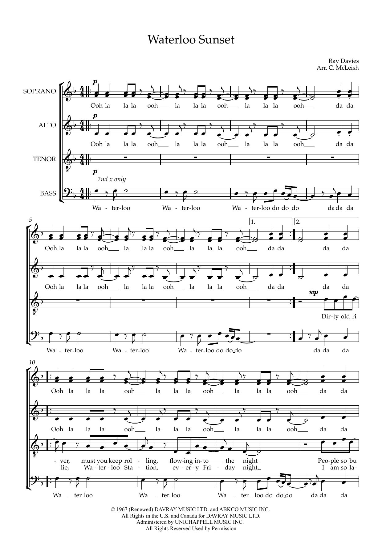 Waterloo Sunset (arr. Craig McLeish) – Ray Davies – Notenvorschau